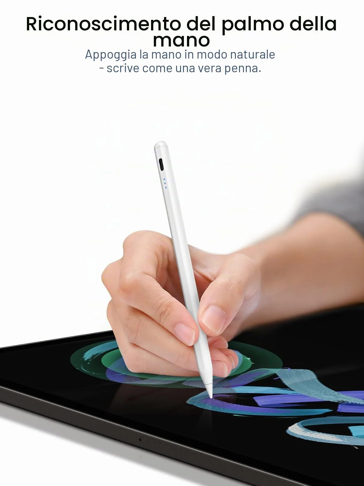 Penna per iPad 2018-2026 Ricarica Rapida Rifiuto Palmo Inclinazione Compatibile iPad 11/10/9/8/7/6/A16 Mini 7/6/5 Air M4/M3/M2 11" 13" 5/4/3 Pro M5/M4 13" 12.9" 11"