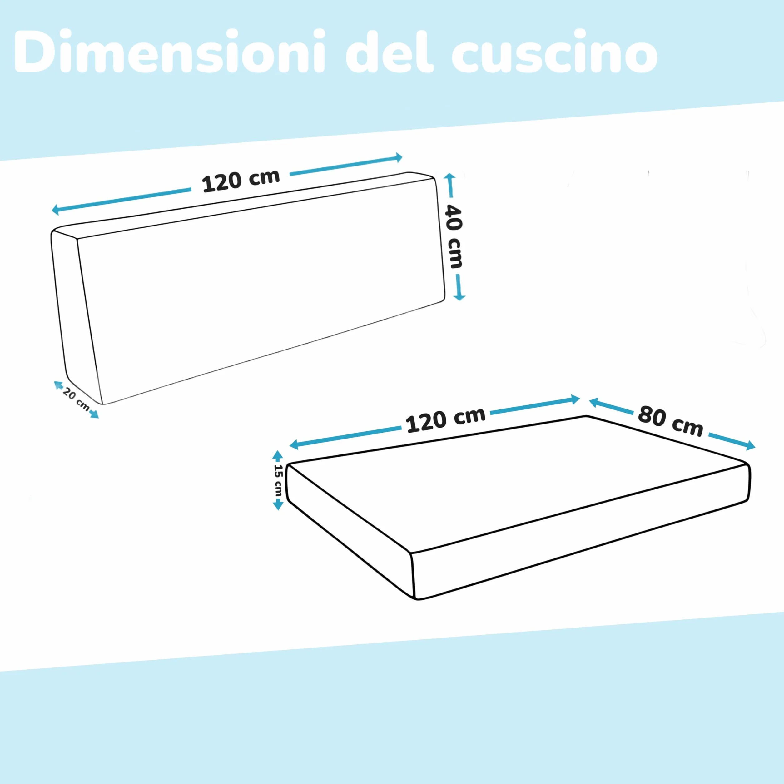 Cuscini per Pallet Impermeabili Beige 120x80 cm Seduta 120x40 cm Schienale Set di 2 Oeko-Tex Made in EU