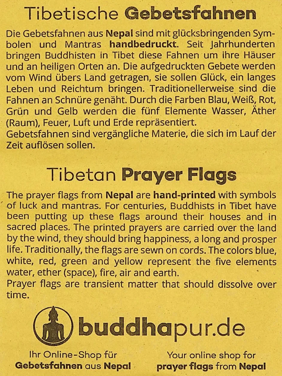 Bandiere di preghiera buddista tibetana 25 bandiere 5 m