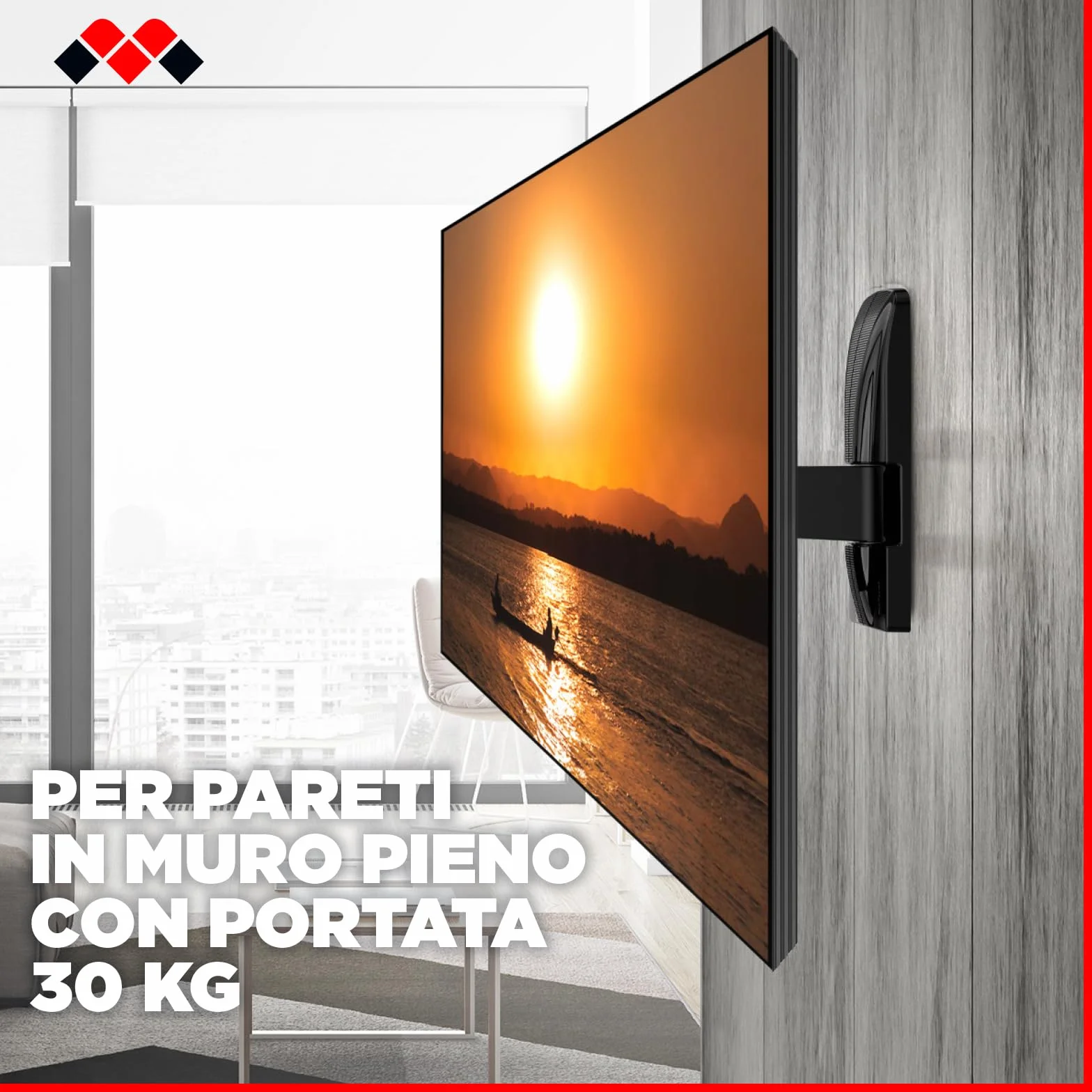 Meliconi Space System TURN 200 Supporto TV parete Cartongesso 26-45" VESA 50-200 30 kg Tilt & Turn Nero