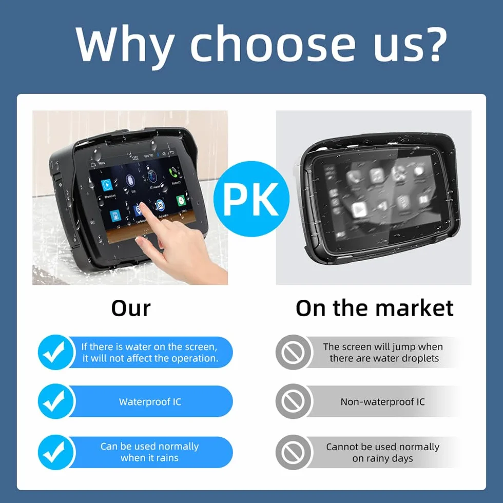 Android Auto Wireless Carplay Portatile Display 5 pollici IP65 Touchscreen GPS Navigation Dual Bluetooth Moto
