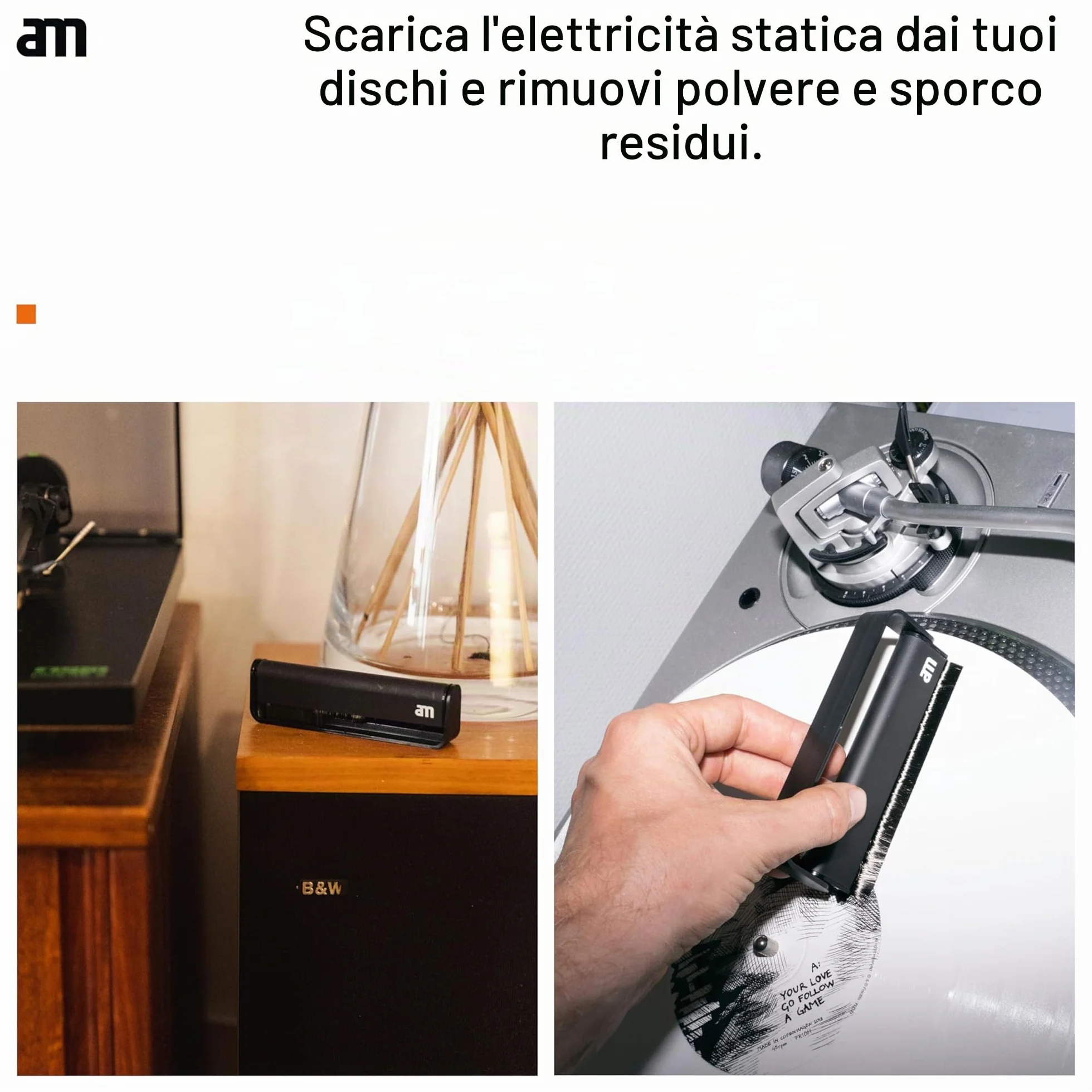 Pulitore Antistatico per Puntina Giradischi Stylus Cleaner Spazzola Testina Nero