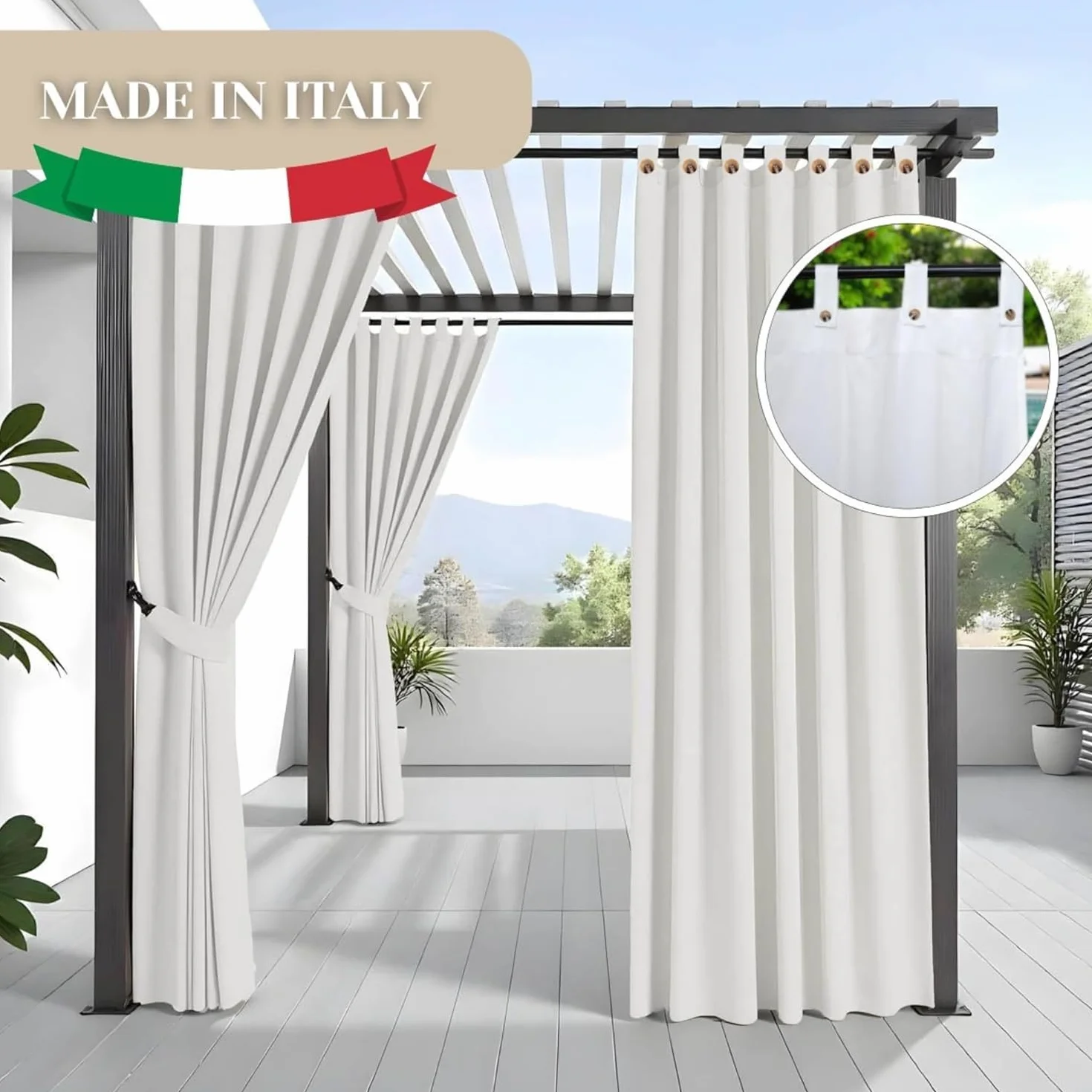 Tenda Gazebo Idrorepellente e Resistente, Tenda da Esterno per Gazebo, Dotata di Passanti con Chiusura a Bottone, 100% Made in Italy, Colore Bianco, Misure 260 Cm Altezza x 200 cm Larghezza