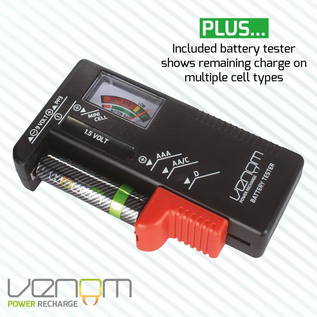 Venom Custodia per batteria e organizer con tester di carica