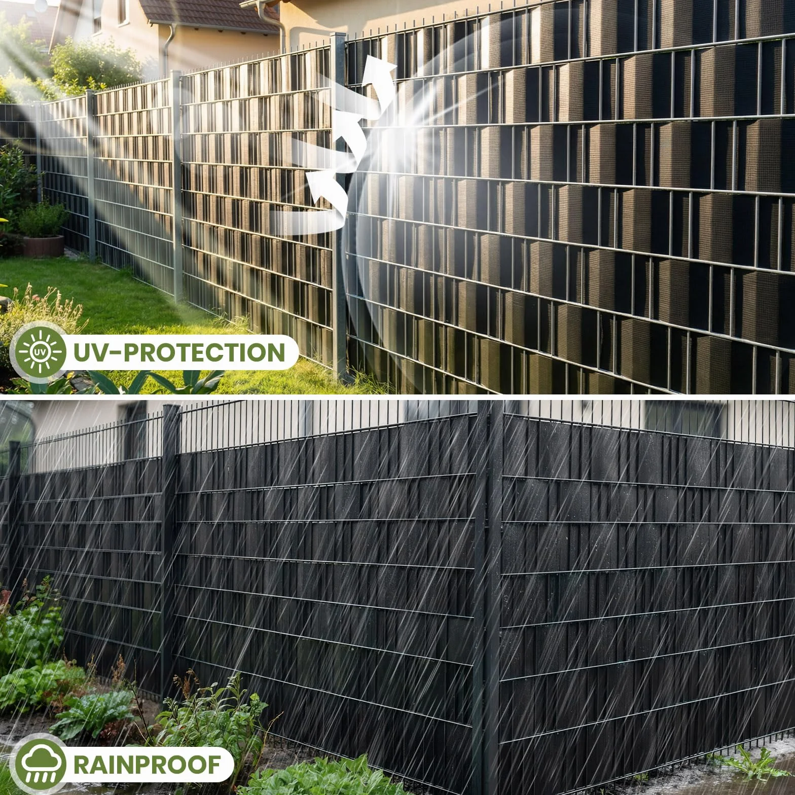 Velway Strisce Frangivista in PVC per Recinzione a Doppio Picchetto - 35m x 19cm, 450g/m², Anti-UV, Impermeabile e Antistrappo, con 25 Clip di Fissaggio per Giardino e Balcone
