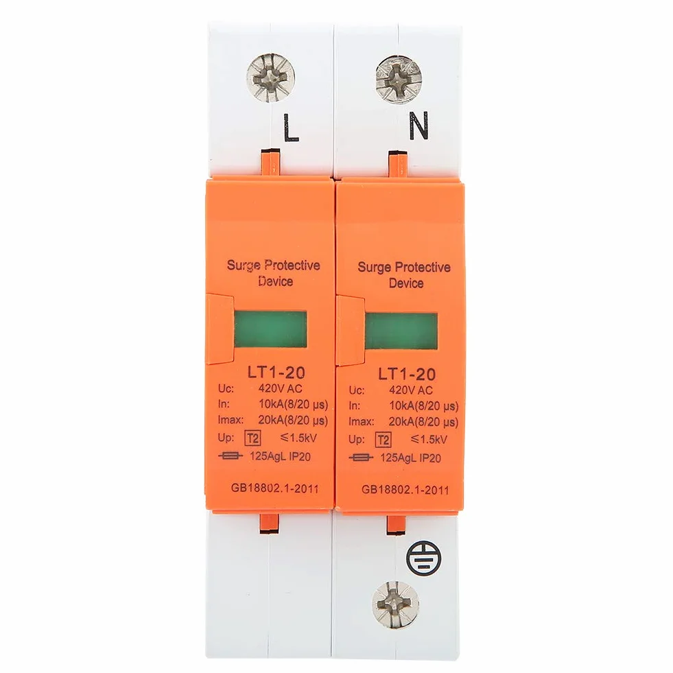 DEWIN Dispositivo Scaricatore 2P 10kA-20kA 420V AC Protezione Sovratensioni