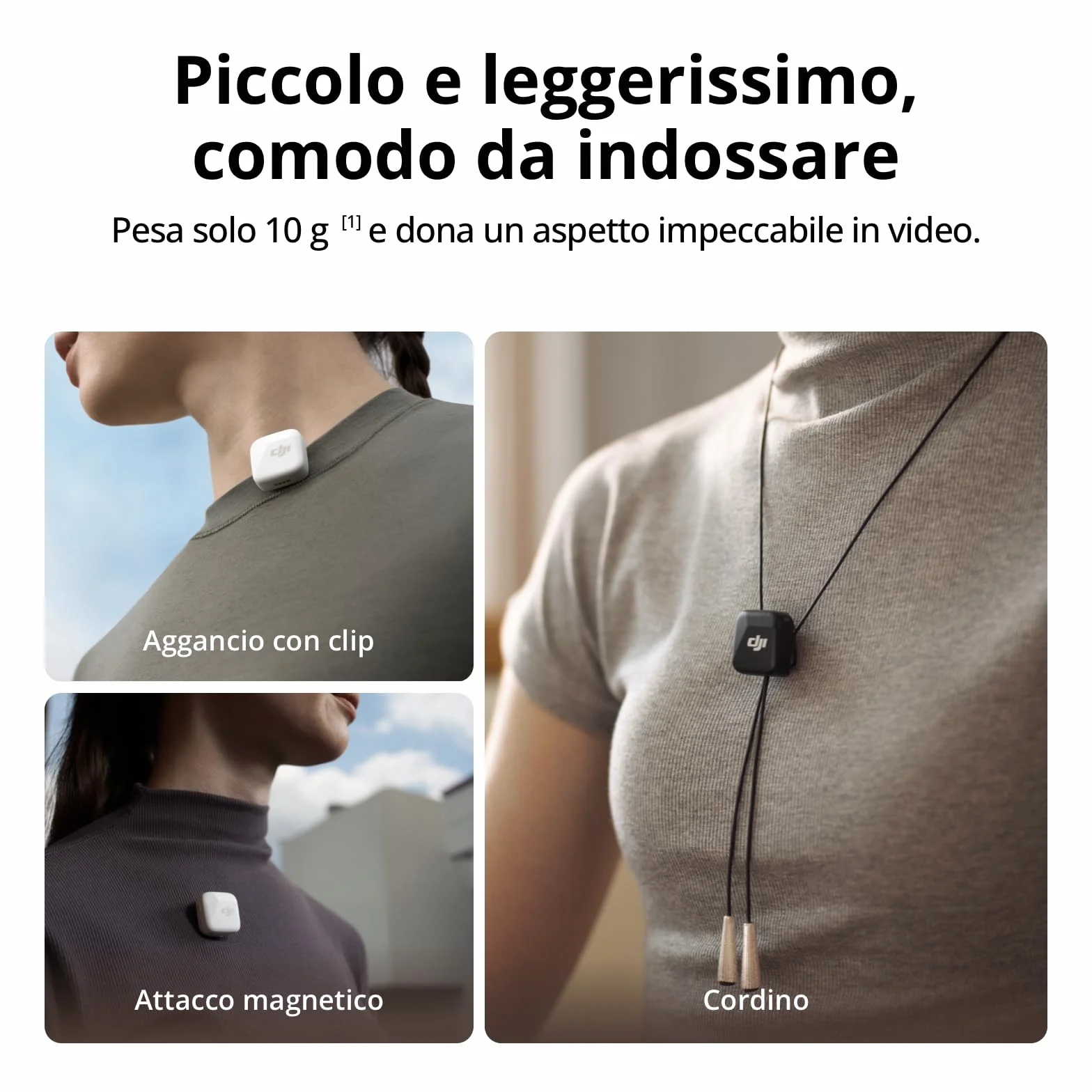 DJI Mic Mini 2 TX + 1 RX Wireless Microfono Leggero 48 Ore Cancellazione Rumore per Fotocamere iPhone Android Vlog