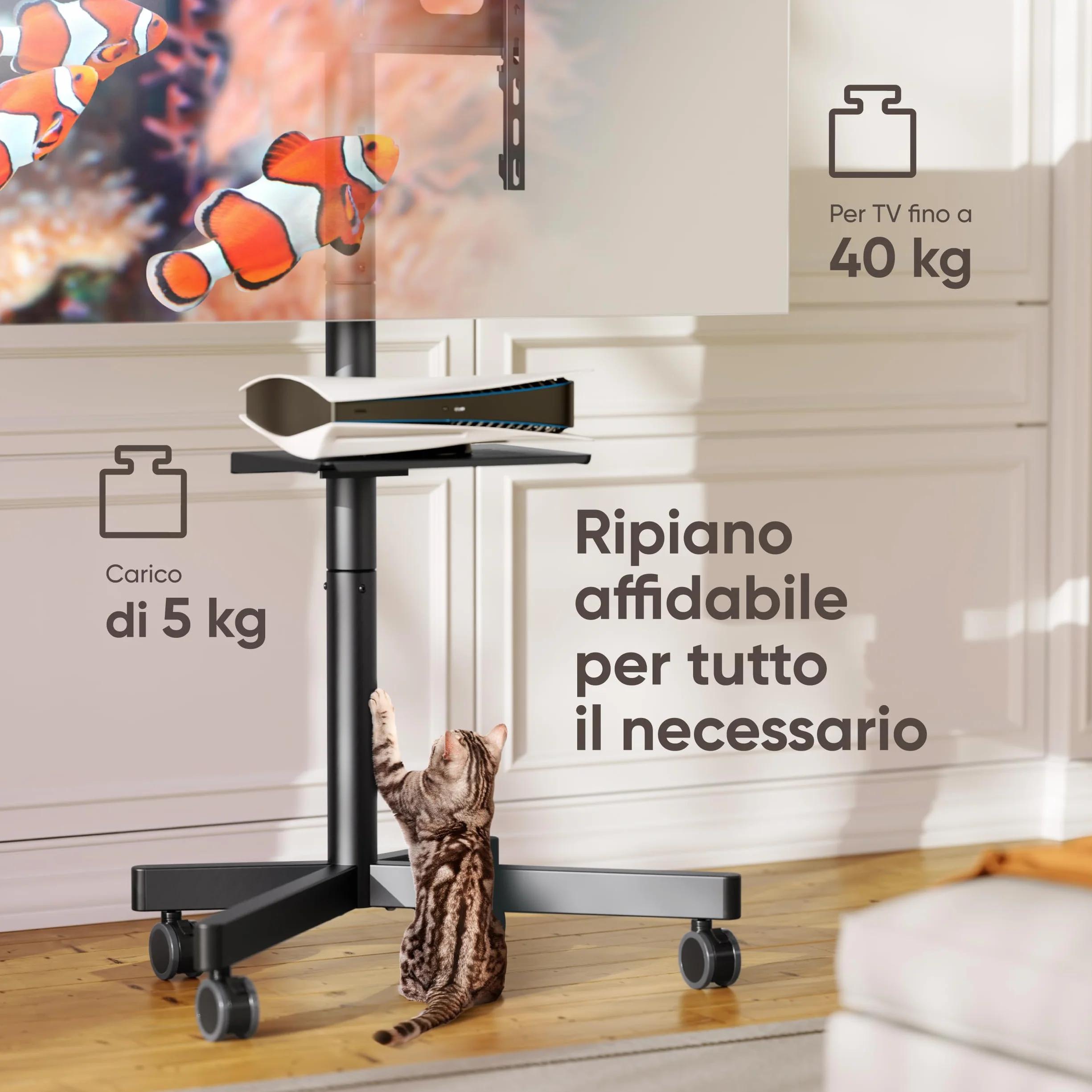 ONKRON Porta TV da Terra Mobile 23"-60" Supporto TV Pavimento VESA 100x100-400x400 45 kg Nero