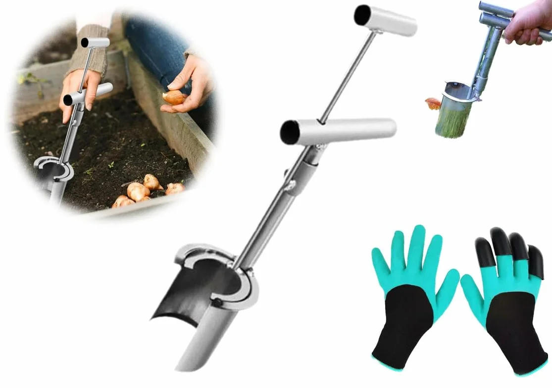 Trapiantatrice per piantine di piante e alberi da frutto strumento per piantare bulbi strumenti semi in acciaio inossidabile con campionatore di terreno a manico lungo aeratore prato fioriera