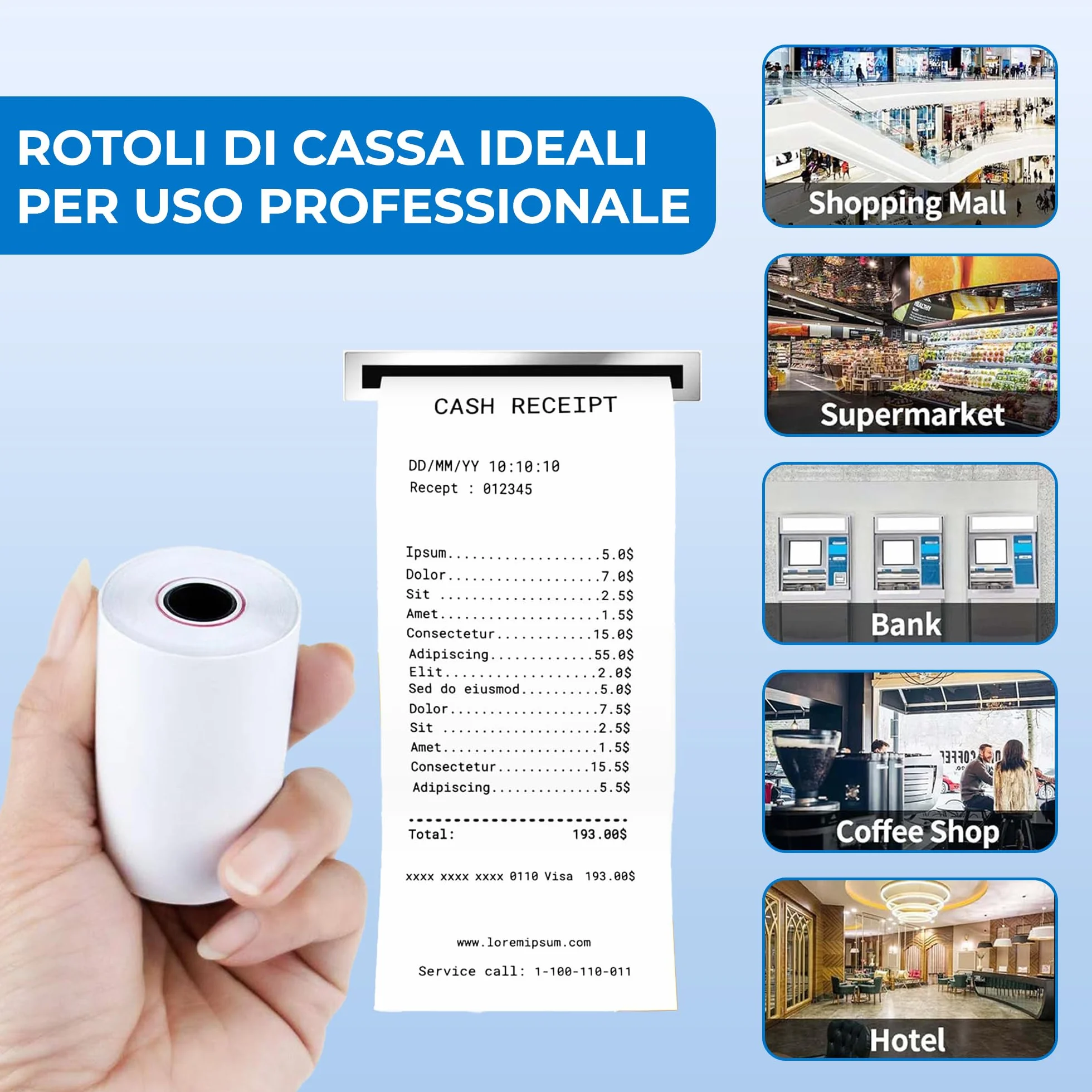 Double Dragon Rotolo di ricevuta termica 57 x 40 mm per POS EPOS registratore di cassa Confezione da 20