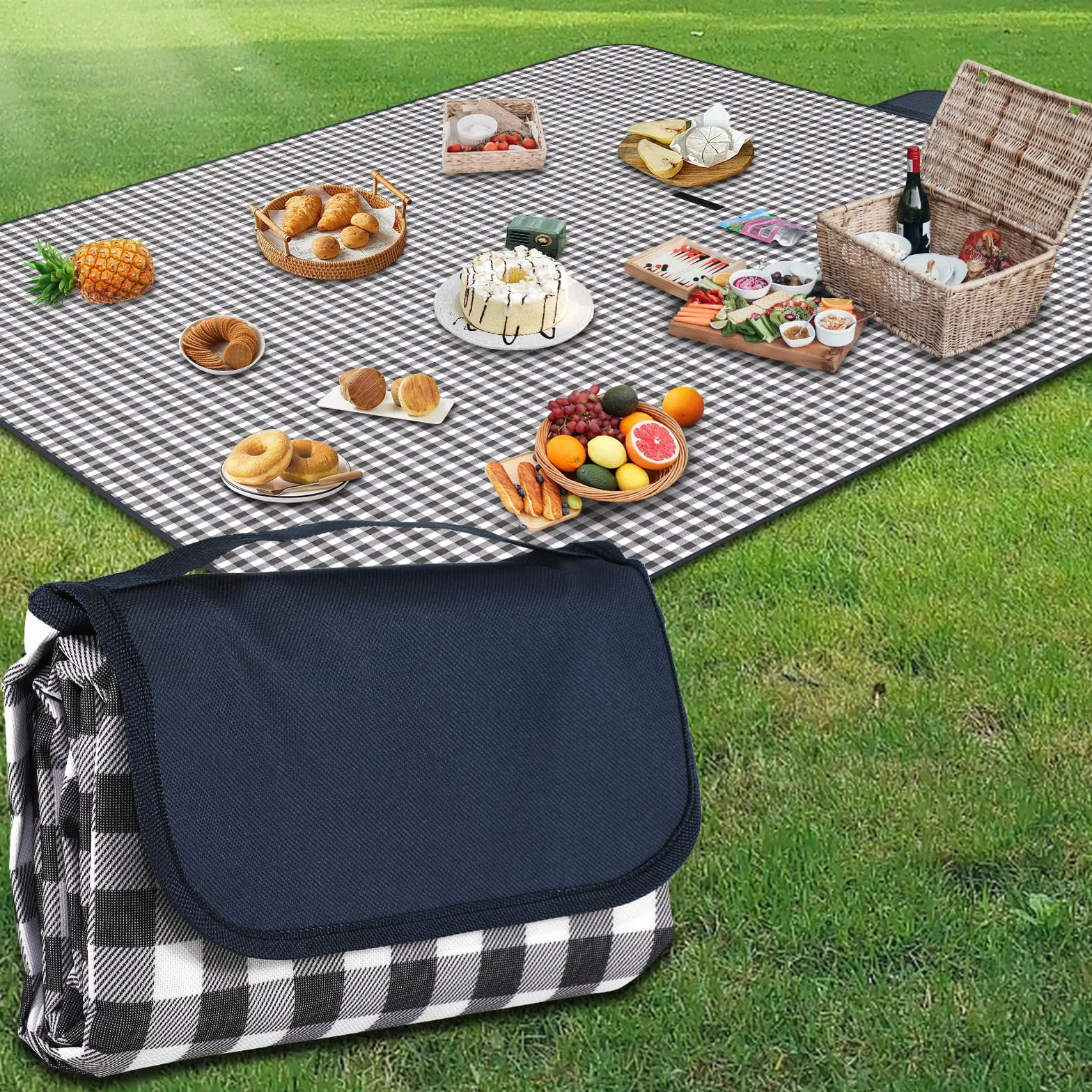 YAOMAISI Coperta da picnic grande 200x300 cm impermeabile lavabile in lavatrice con manico