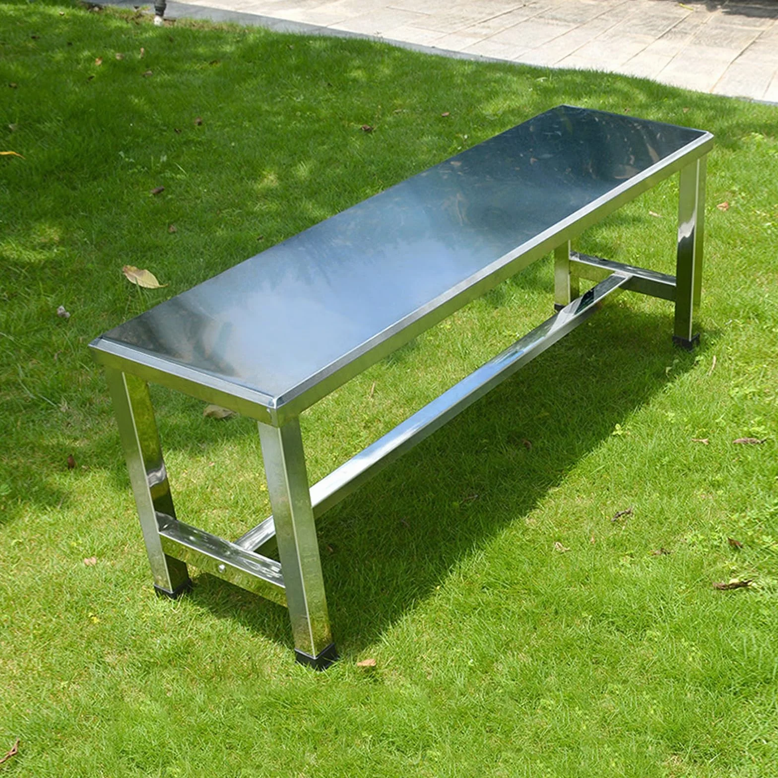 Panca da giardino in metallo in acciaio inox 304, ideale per patio esterno, spogliatoio, parco, laboratori, ospedali