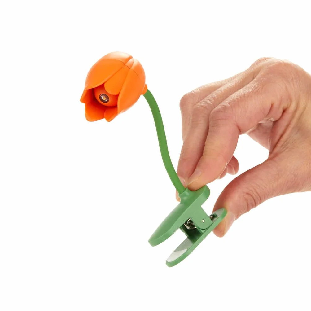Balvi Lampada Flessibile con Clip a Forma di Tulipano Arancia per Lettura