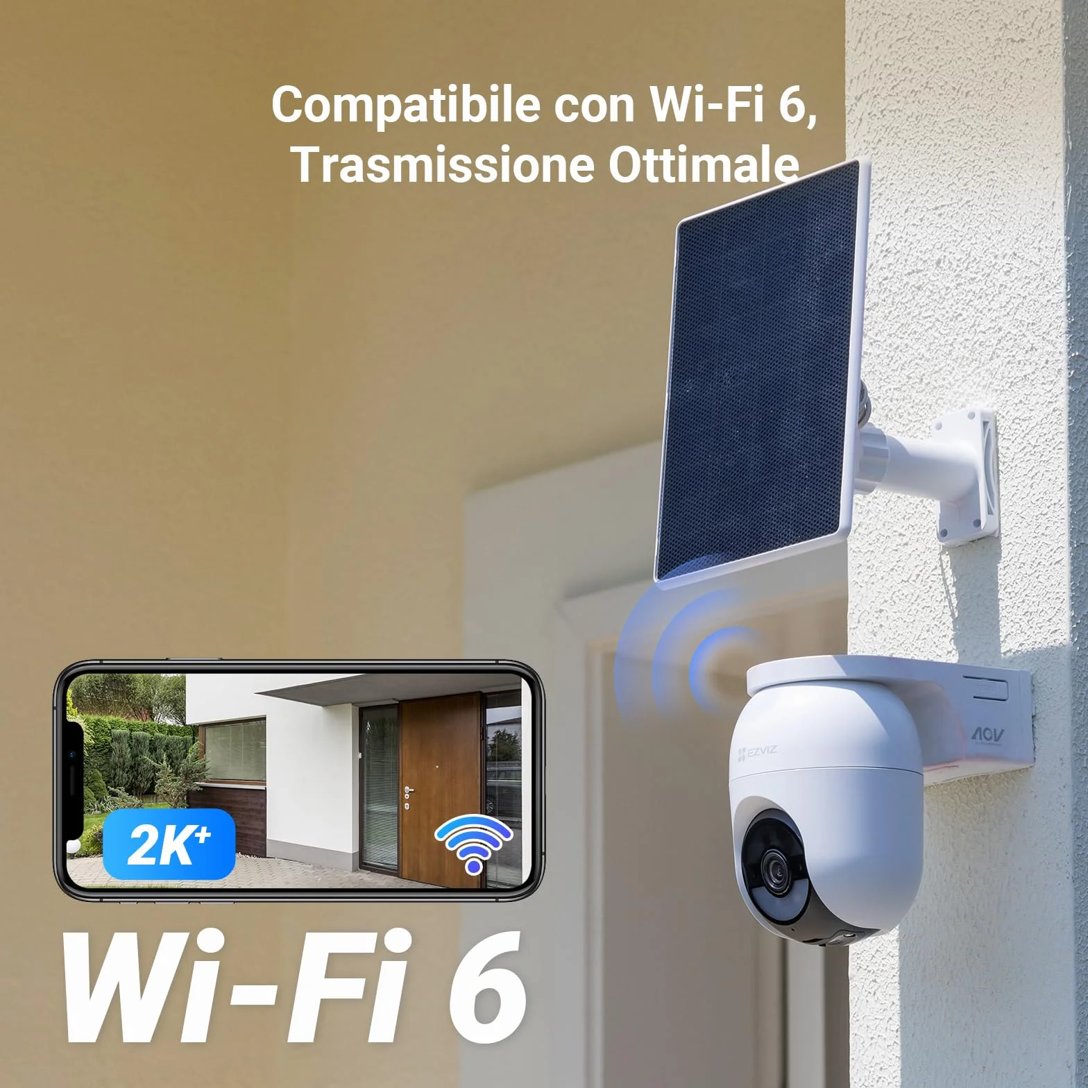 EZVIZ CB8 Lite 2K+ Telecamera WiFi Esterno Pannello Solare PTZ 360° AOV Rilevamento Persone Veicoli Audio Bidirezionale Visione Notturna Colori Difesa Attiva