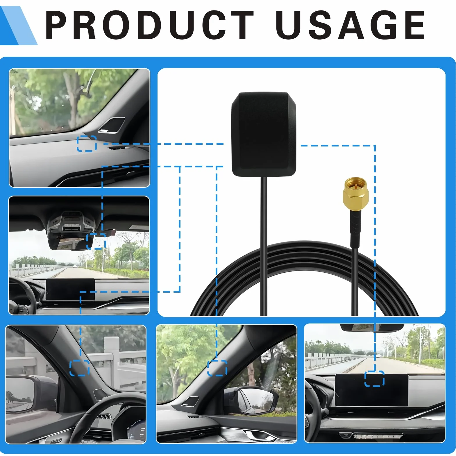 Antenna GPS attiva SMA 3 m RG174 impermeabile per auto GPS tracker 4G LTE