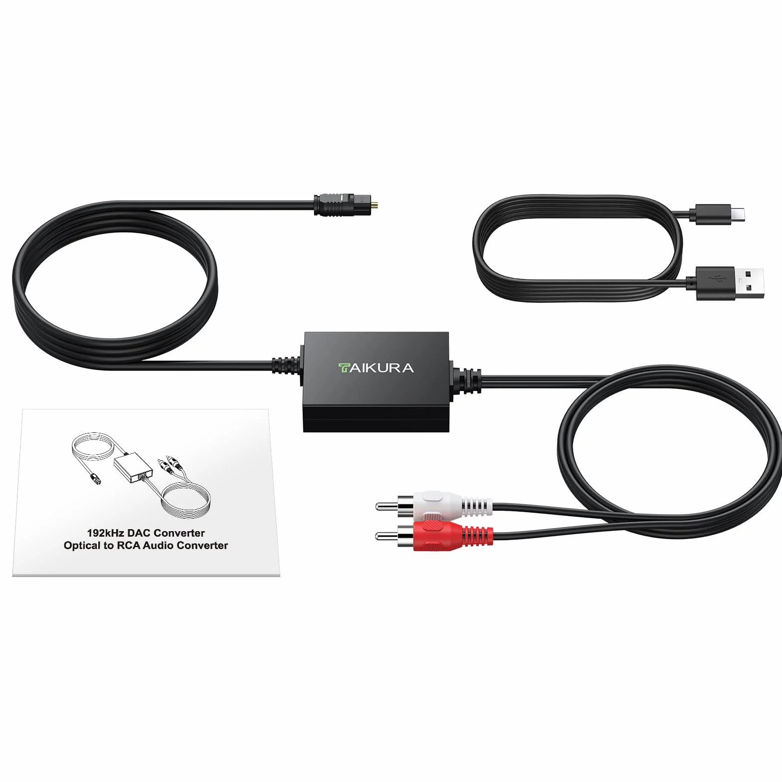 Convertitore Ottico a RCA 192kHz/24bit DAC Digitale-Analogico SPDIF per HDTV, DVD, Blu-Ray