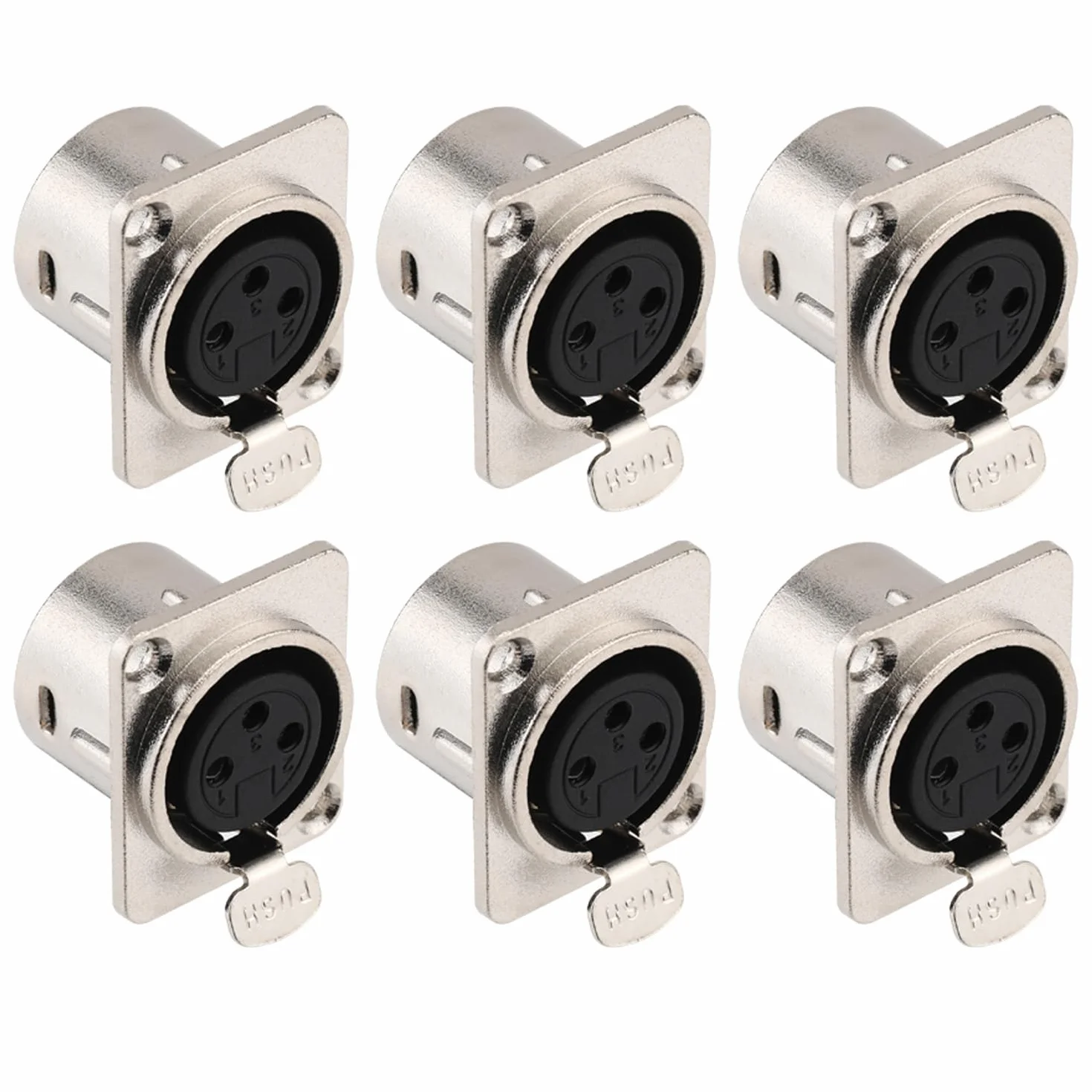 Connettori femmina XLR a 3 pin Greluma per montaggio a pannello, jack femmina, contatti rame placcato nichel, alloggiamento metallo
