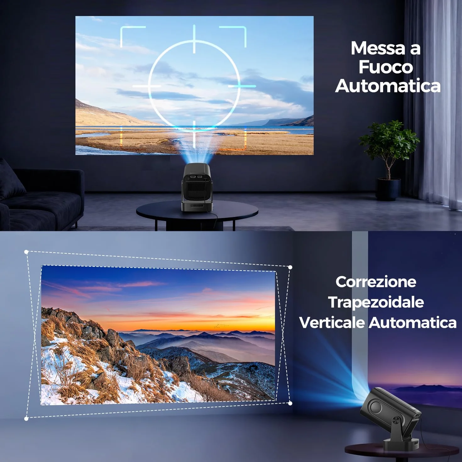 Alwtniet Proiettore 4K 1080P Portatile Android WiFi 6 BT 5.4 260ANSI HY310 Mini Projector HDMI USB
