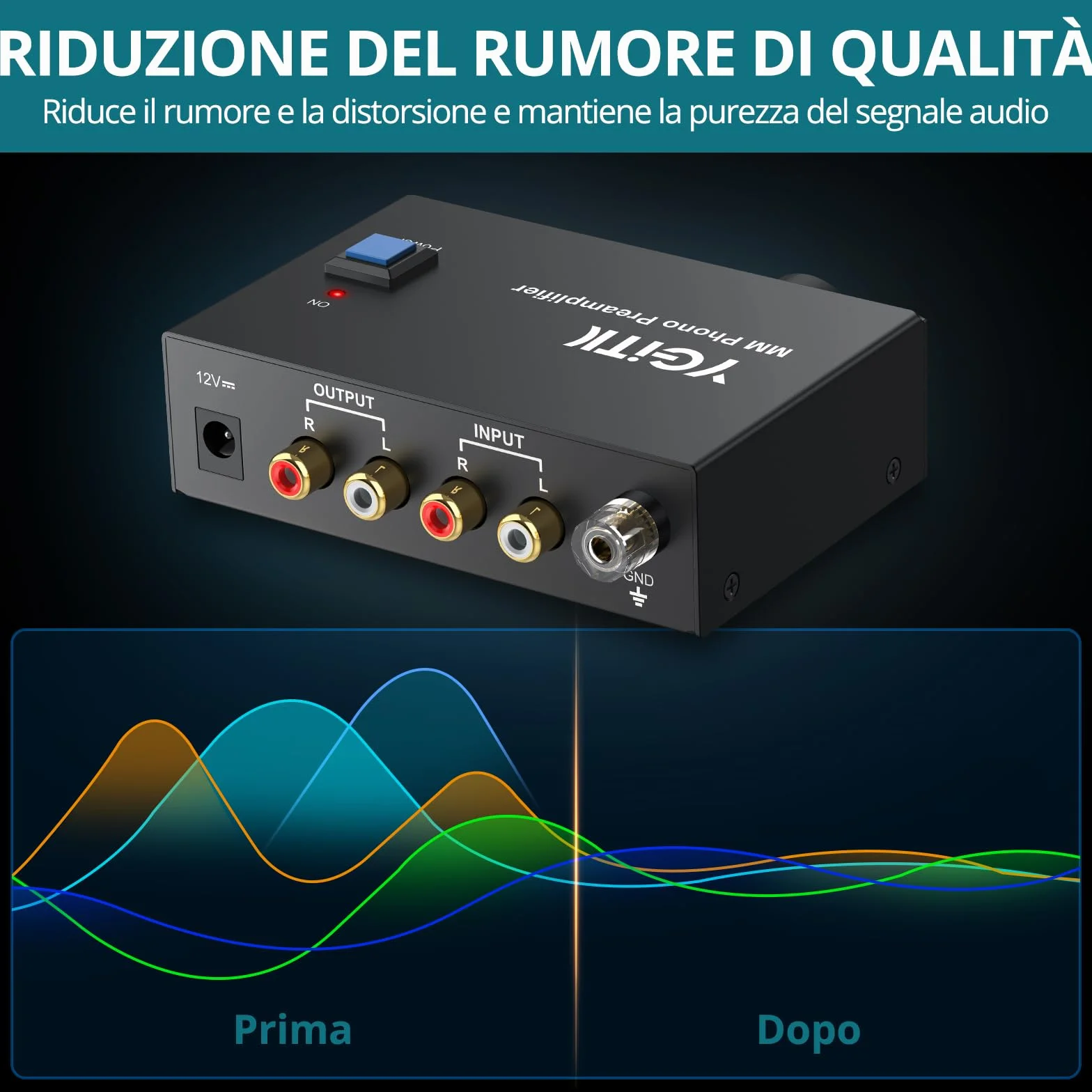 MM Phono Preamplifier RCA Placcata in Oro Ingresso/Uscita DC 12V Mini Preamplificatore Stereo a Basso Rumore