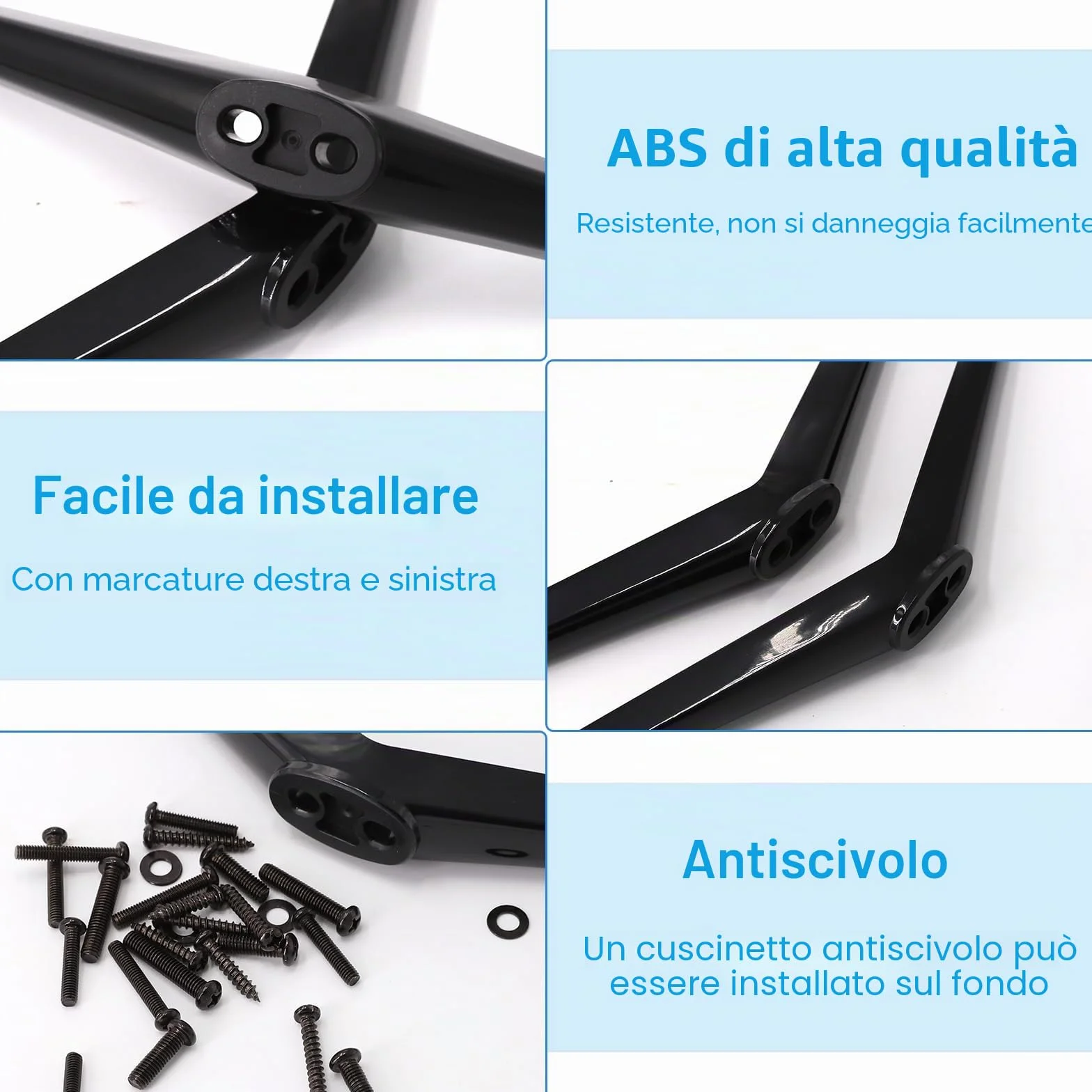 Supporti universali per TV, piedini 20-65 pollici, gambe di supporto, set viti (nero)