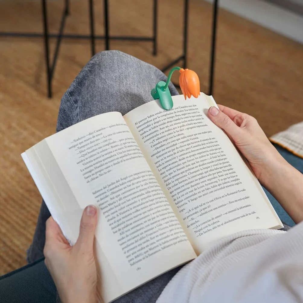 Balvi Lampada Flessibile con Clip a Forma di Tulipano Arancia per Lettura