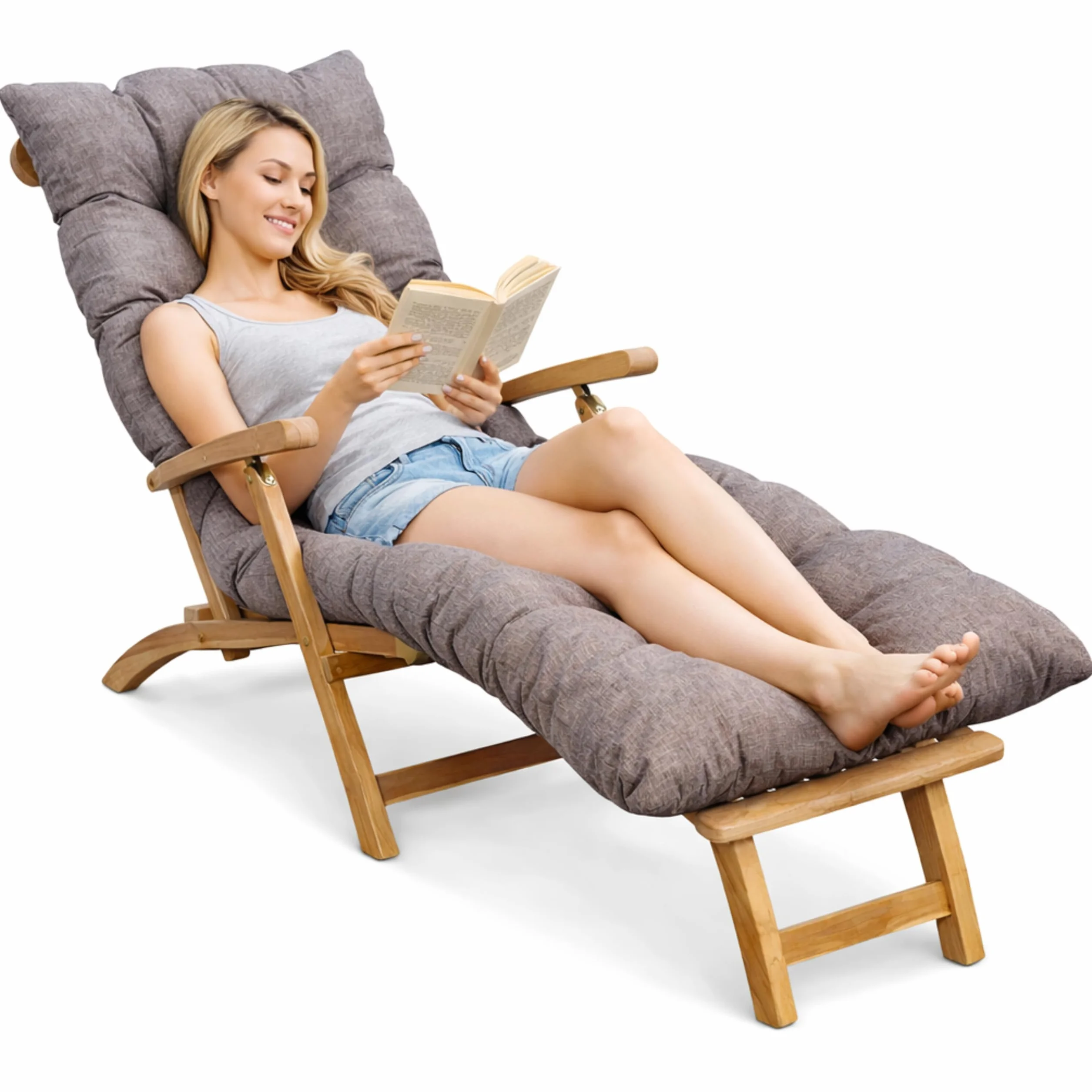 bananair - Cuscino per Lettino Prendisole - Materassino Spesso, Morbido e Confortevole, Generosamente Imbottito con Schiuma - Cuscino Sdraio da Esterno, Facile da Installare (185x60x15 cm, Beige)