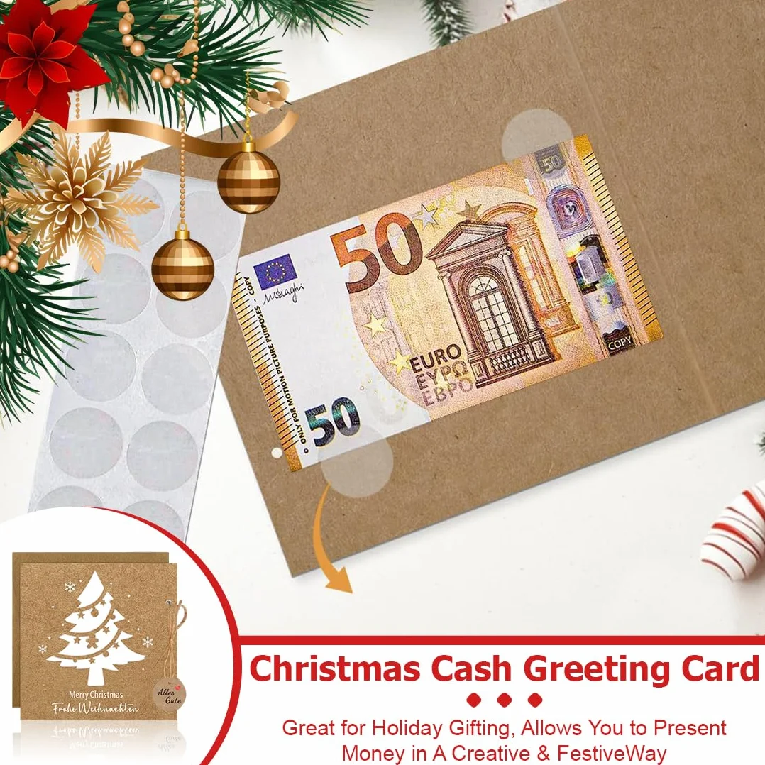 Porta Soldi Natale, Biglietti Portasoldi Natalizi Pieghevoli per Banconote, 2 Pezzi