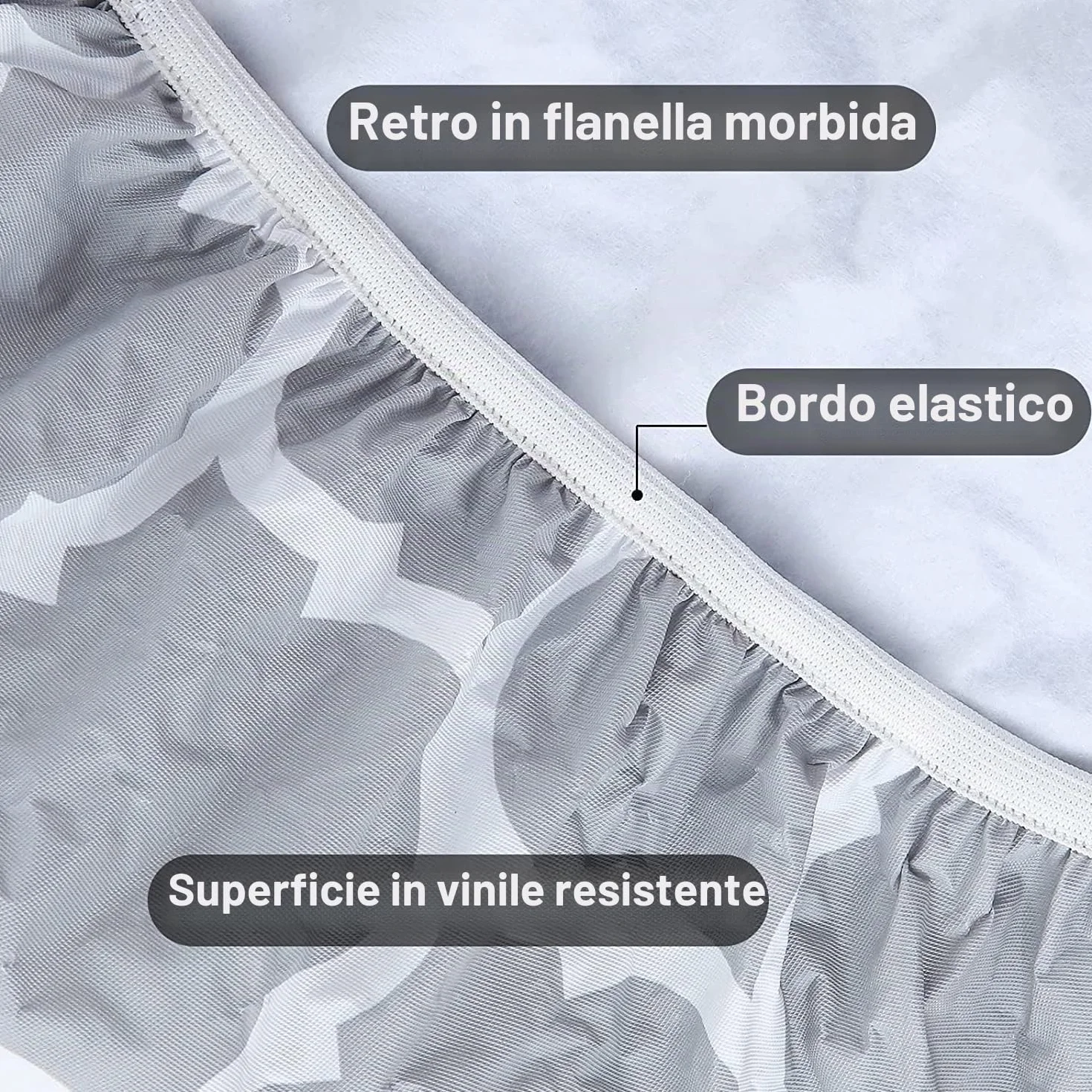 Dremisland Tovaglia rettangolare impermeabile in PVC marocchino con bordo elastico, retro in flanella, lavabile, resistente all'olio