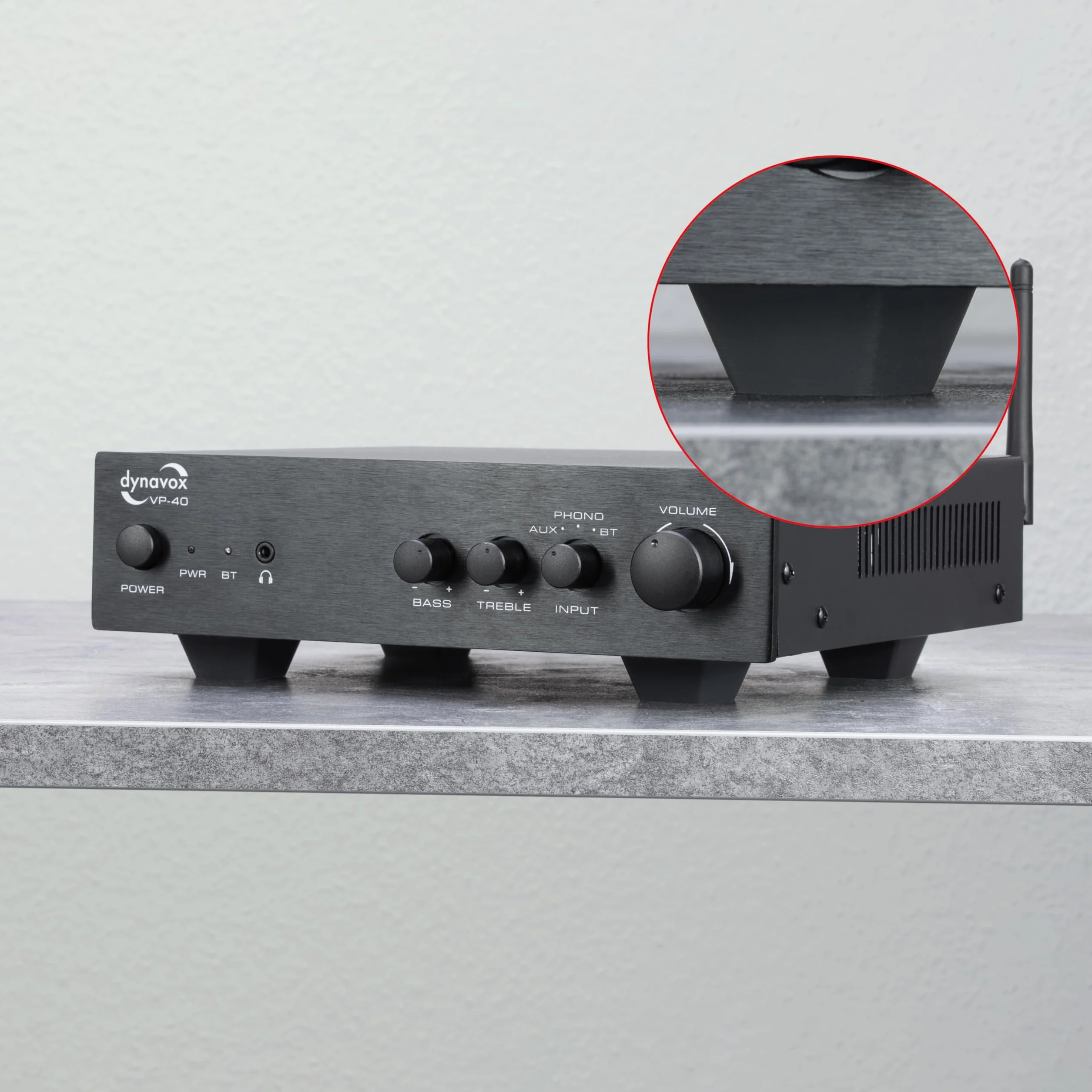 Dynavox EDS20 set da 4 piedini universali in elastomero siliconico per Hi-Fi altoparlanti amplificatori nero