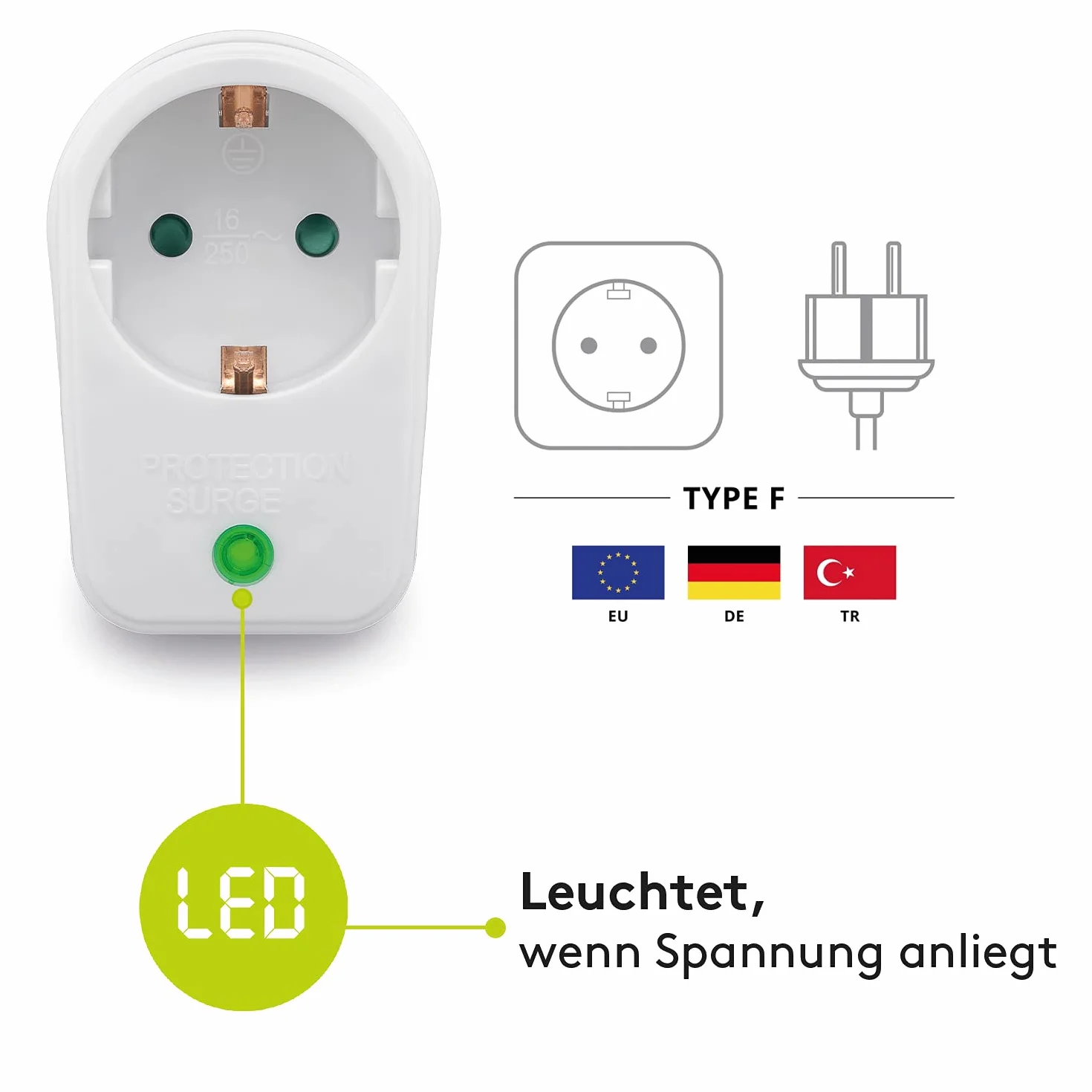 Goobay Protezione dalla rete e dalle sovratensioni 230 V 3500 W bianco adattatore per presa di corrente