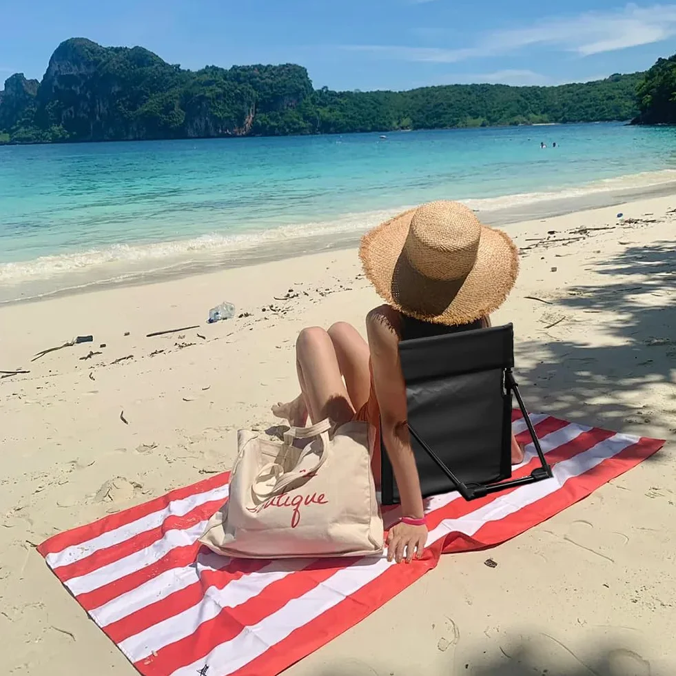 CEWROM Sedia da spiaggia con schienale, sedia da pavimento, cuscino pieghevole, per esterni, portatile, per meditazione, spiaggia, pieghevole, leggera
