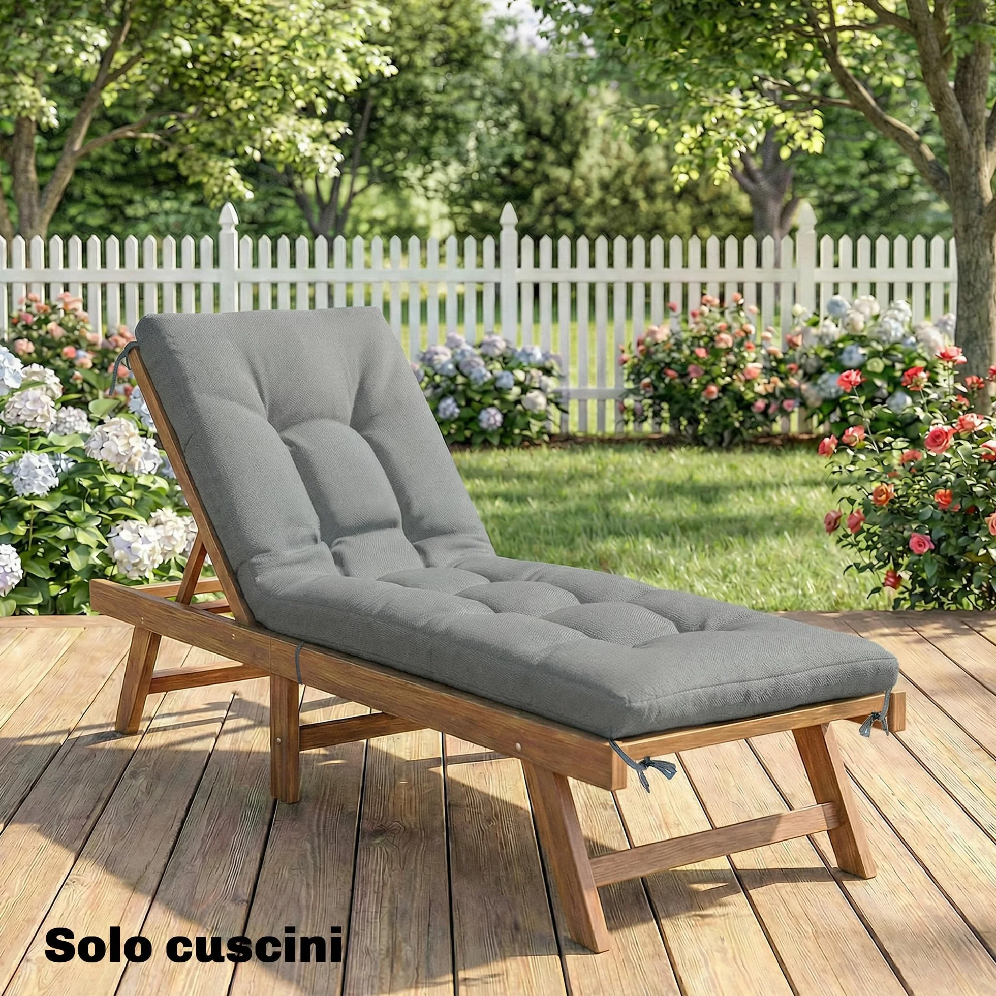 Outsunny Cuscino per Poltrona da Patio, UV50+ con Cinghie di Fissaggio, 198x65x13 cm, Grigio Chiaro