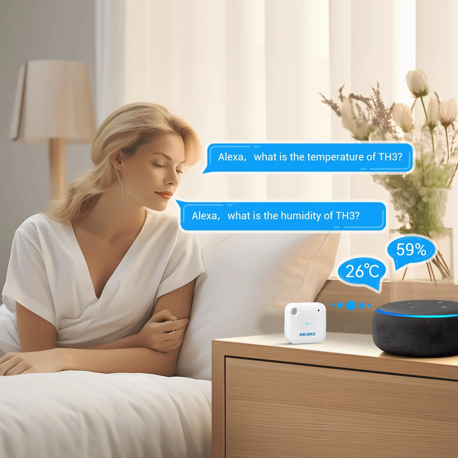 Inkbird Termometro e Igrometro WiFi Sensore Temperatura Umidità Interno App
