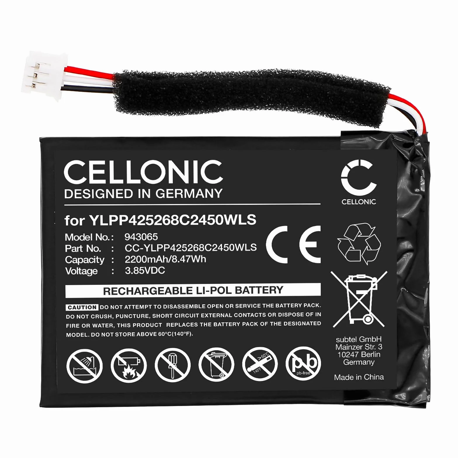 CELLONIC Batteria per Altoparlante Yealink CP900 2200mAh 3.85V