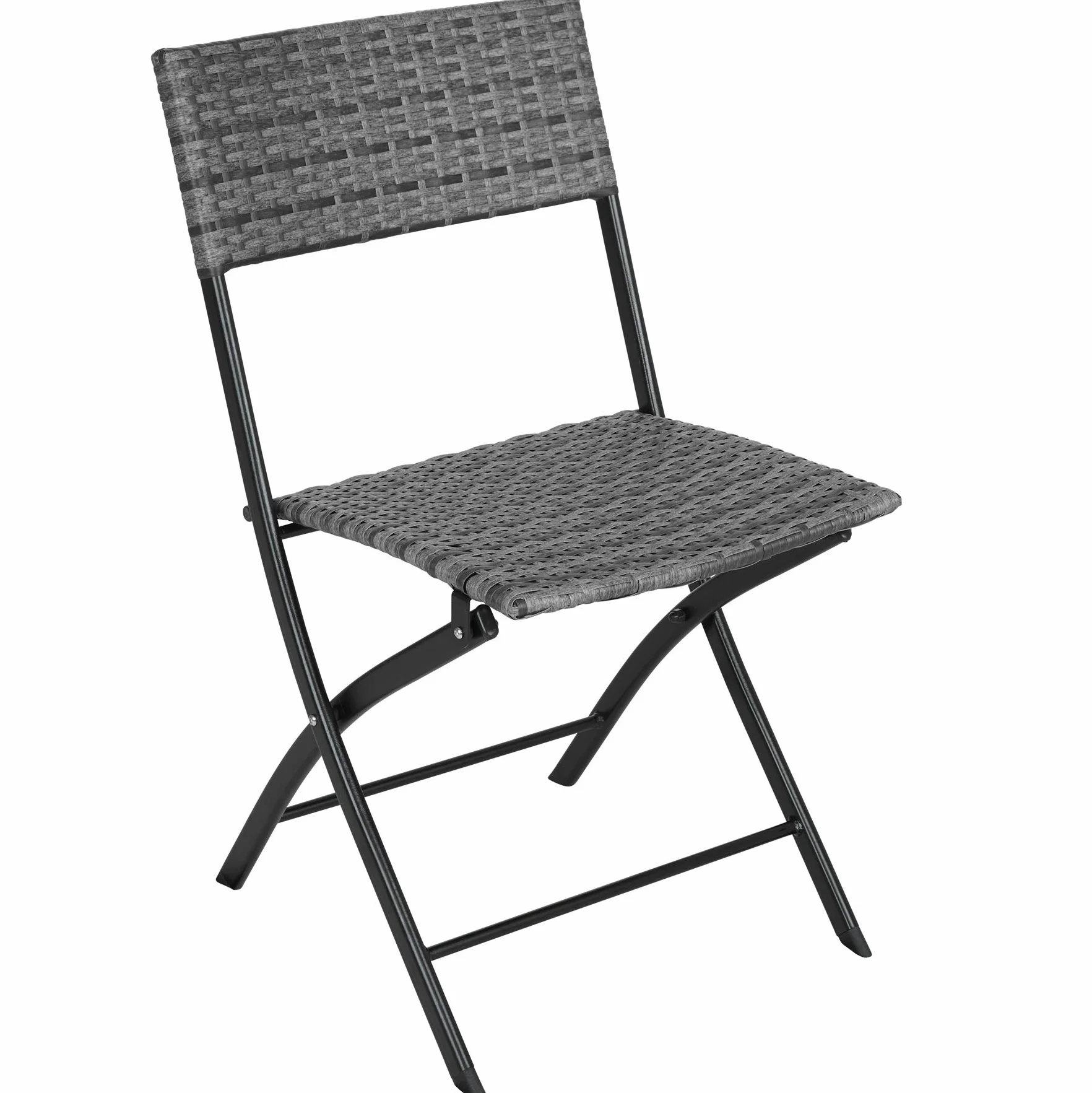 tectake® Set 3 Pezzi Trevi in Rattan, 1 Tavolo con 2 Sedie, Protezione dai Raggi UV, Ripiegabile, Design Moderno, Set Giardino, Terrazzo, Balcone, Campeggio - Grigio