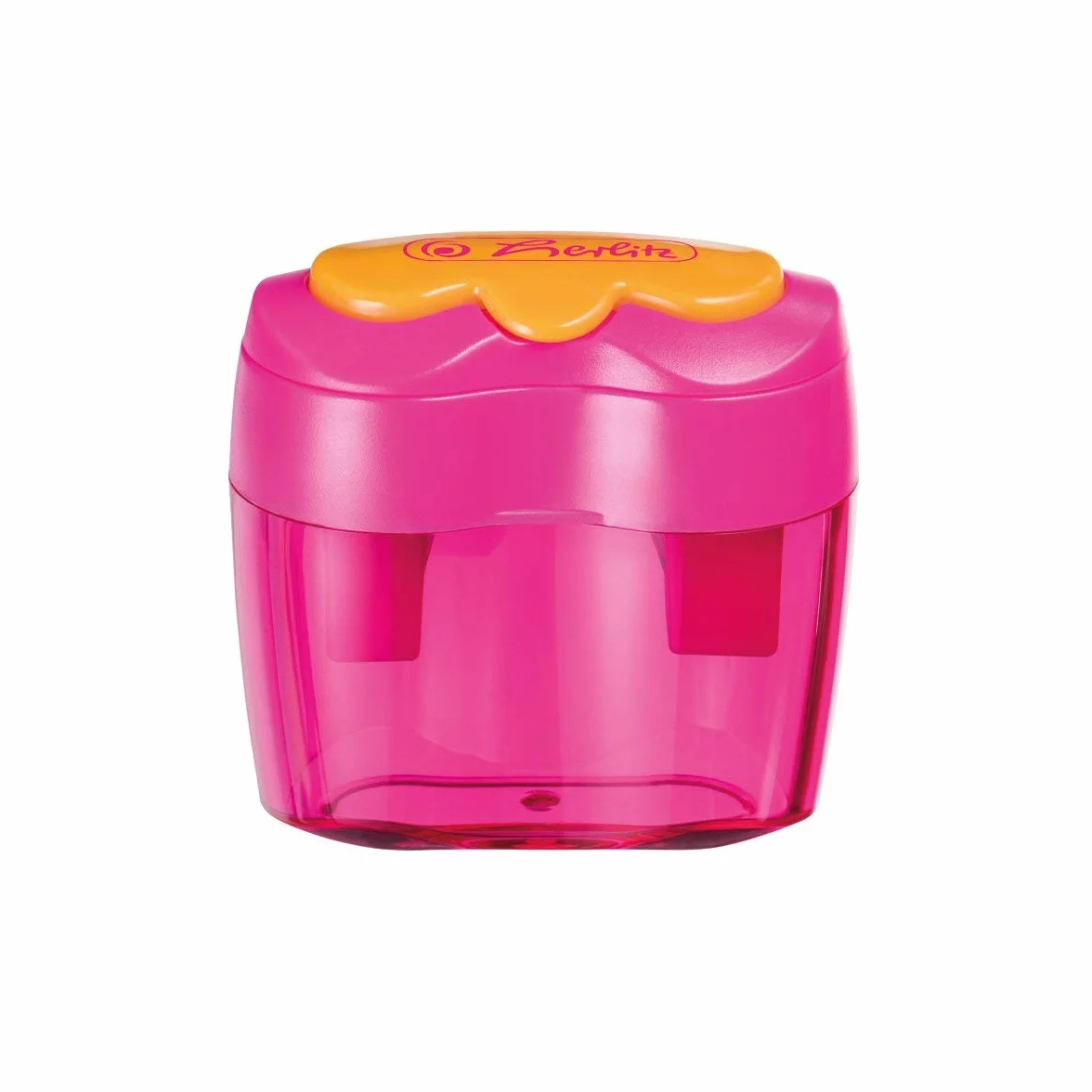 Herlitz Serie Fancy 1 Temperamatite Ergonomico con Contenitore Temperino Doppio per Matite Pastelli Jumbo e Triangolari