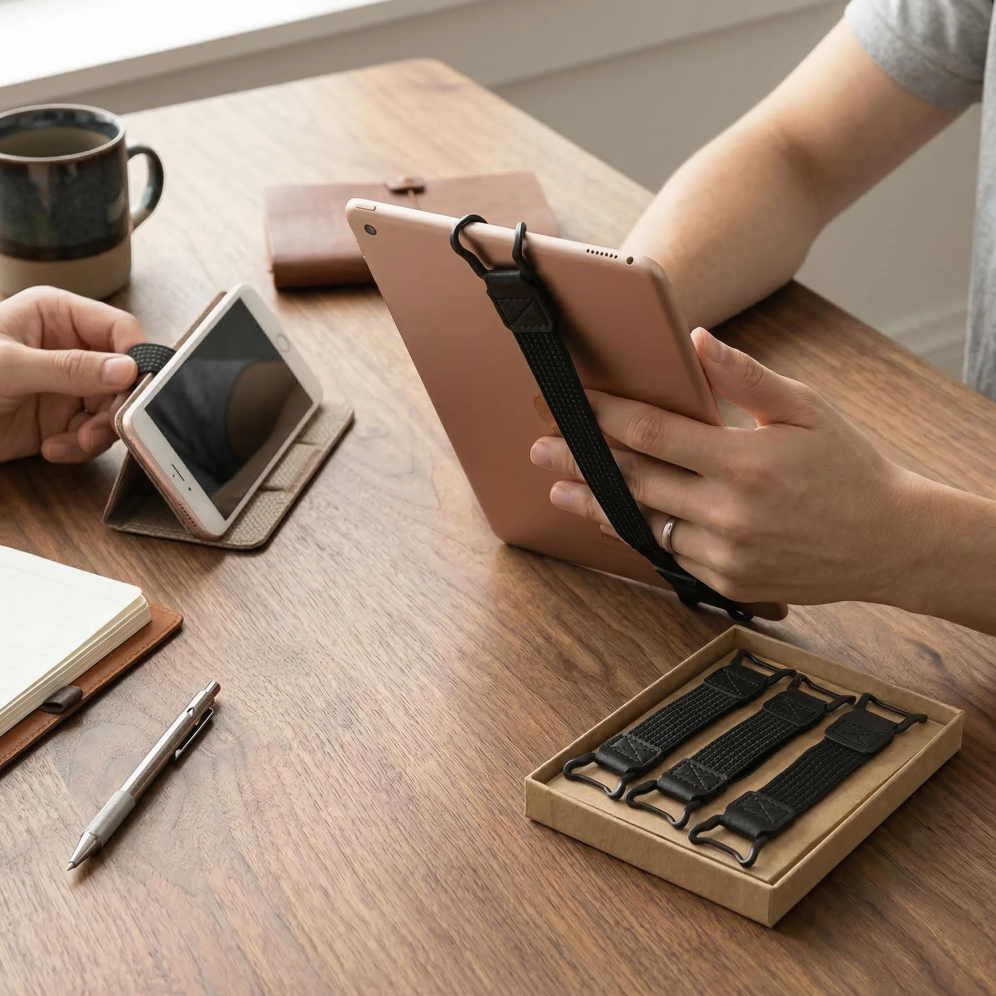 Cinturino di Sicurezza per eReader e Tablet 8.7-13 Pollici, Antiscivolo Regolabile, Supporto Universale per Uso a Una Mano