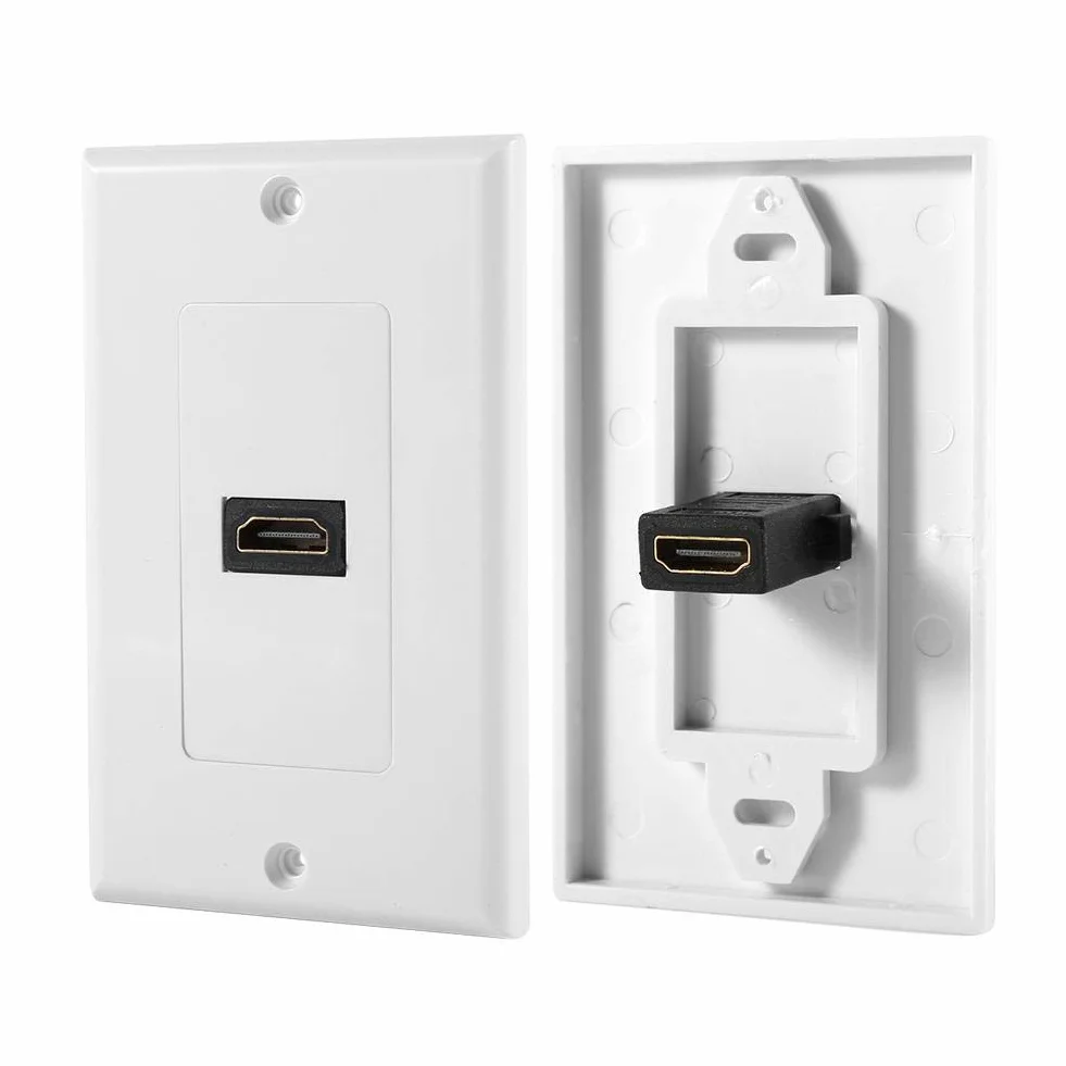 Piastra da parete HDMI femmina placcata in oro 1 porta bianco