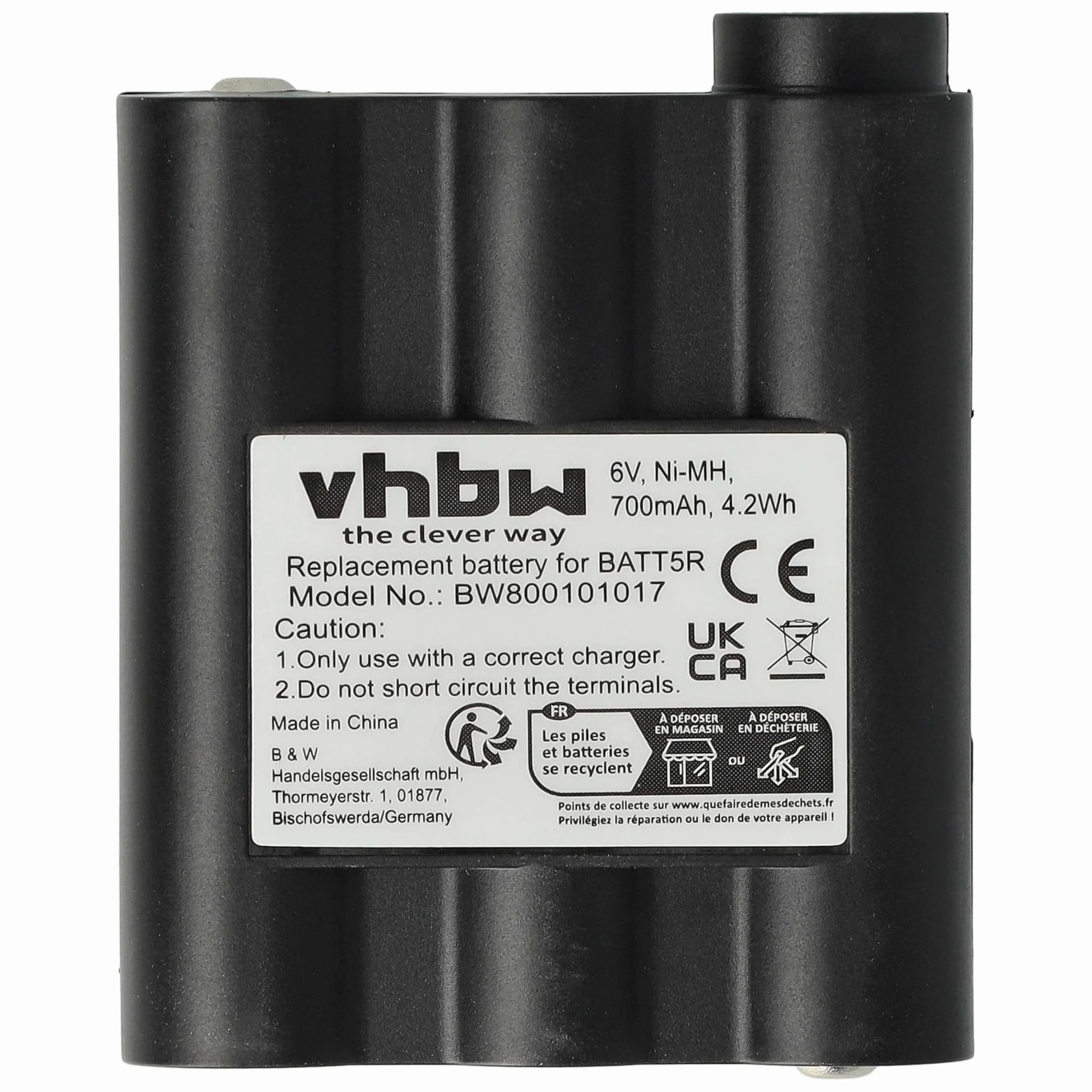 Alan Midland GXT-1000 G9 G7 XT PMR LPD GXT-1050 Atlantic Radio Batteria 700mAh 6V NiMH vhbw 5x