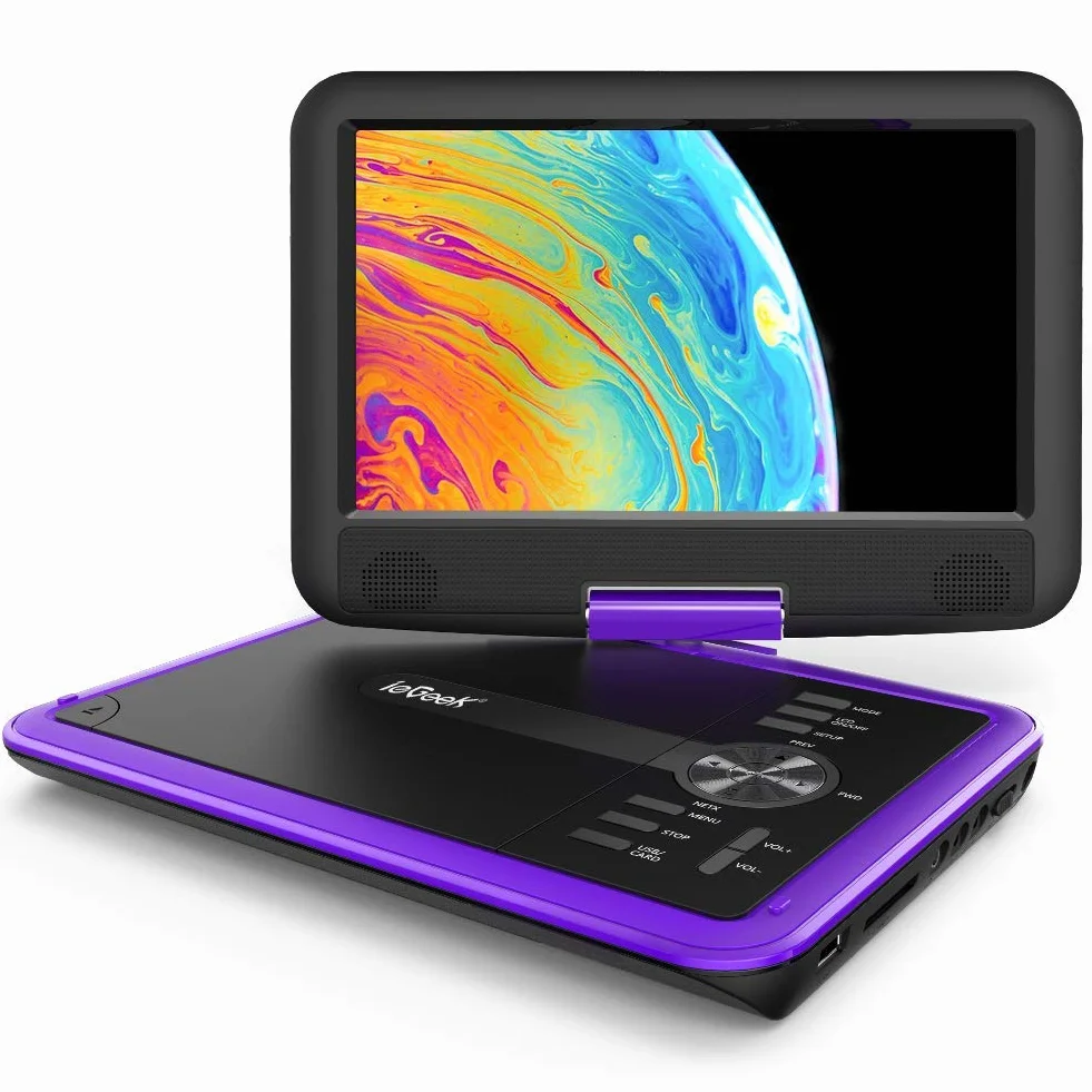 ieGeek 11.5" Lettore DVD portatile schermo girevole 360° batteria ricaricabile 5 ore Viola