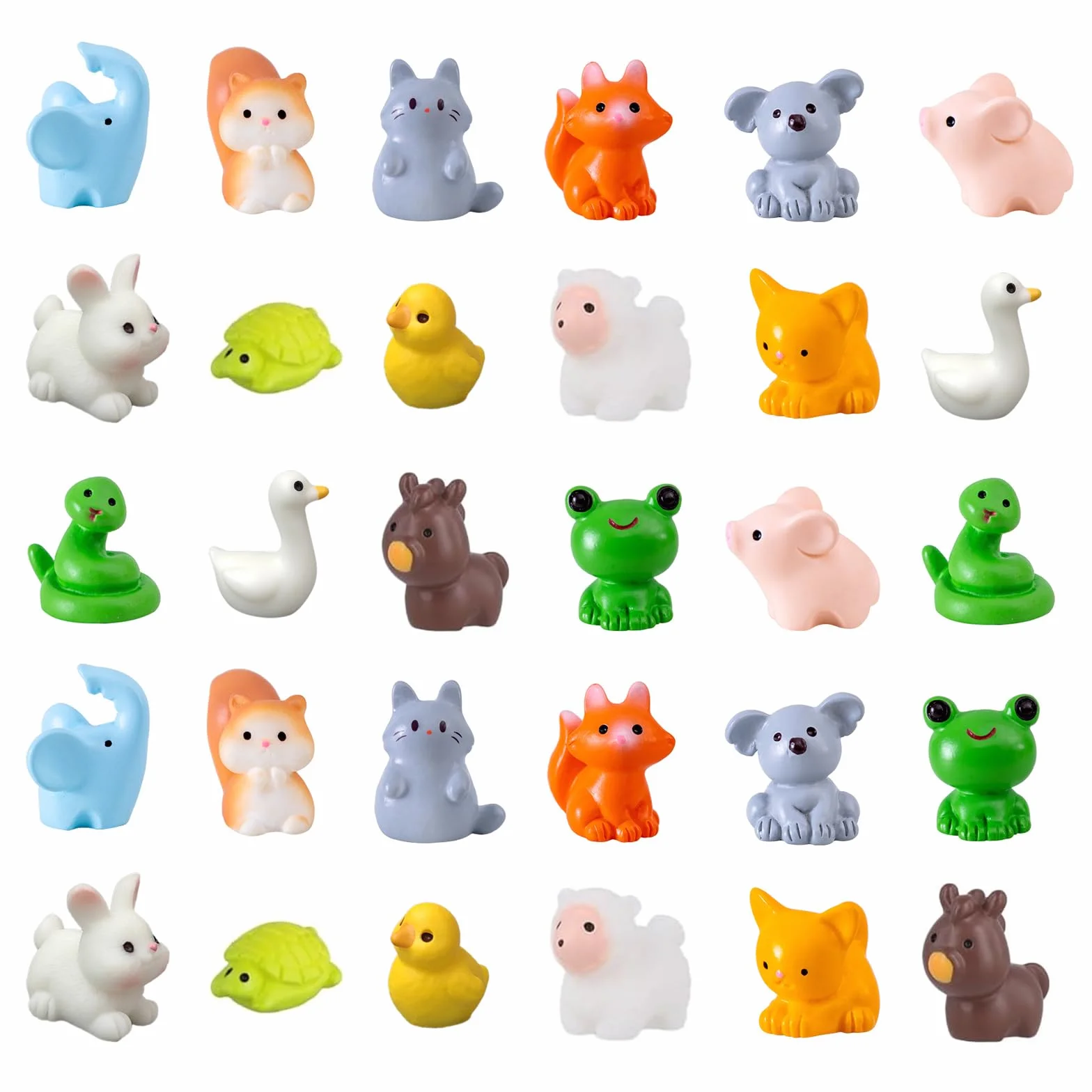30pcs Animali in Resina, Casa Decorazione Fai da Te, Mini Fiocchi Decorazione Giardino, Micro Paesaggio (15 Stili)