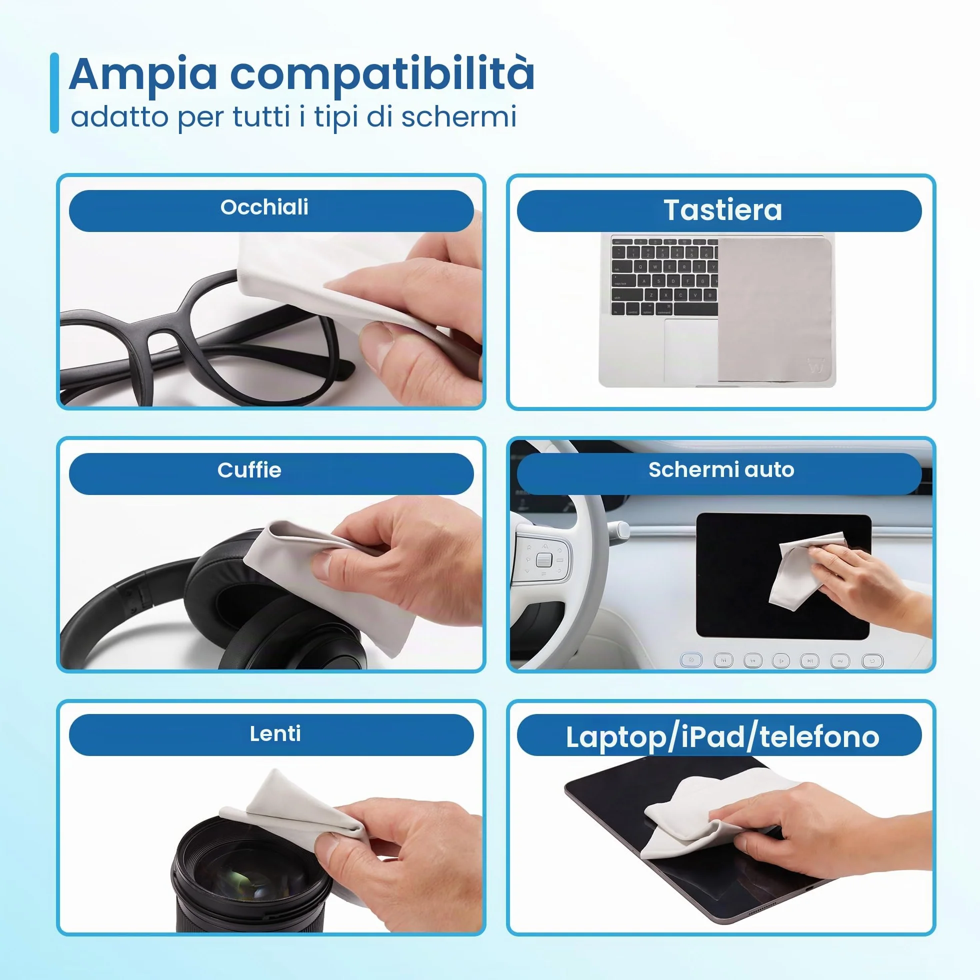Ewent Fodera in Microfibra e Panno 2-in-1 per Pulizia Laptop 13/15/16 pollici Antistatico Ultra Morbido Grigio 29x18,6 cm