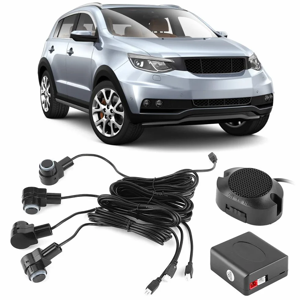 Qiilu Sensori Parcheggio Auto 65dB Kit 4 Sensori Retromarcia con Allarme Assistenza Parcheggio