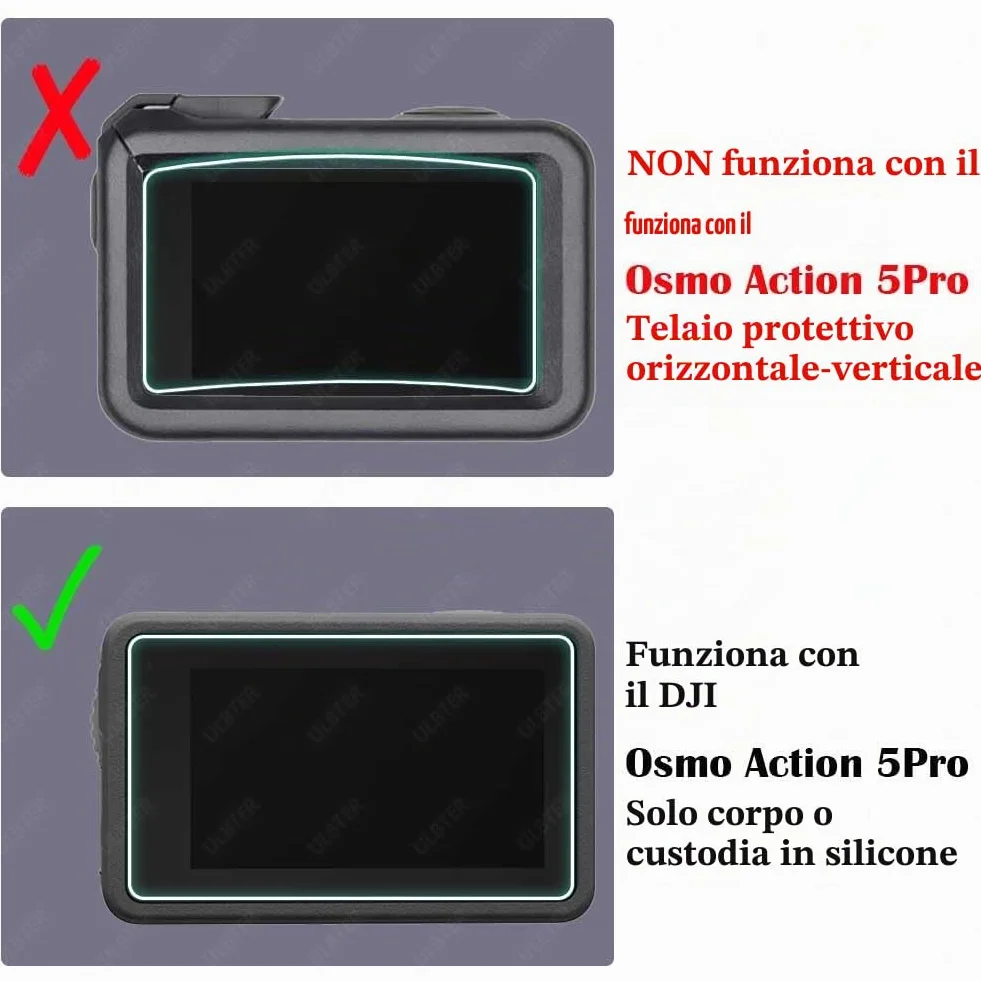 ULBTER Pellicola protettiva per DJI Osmo Action 5 Pro, vetro temperato 0,3 mm, durezza 9H, 2+6 pezzi