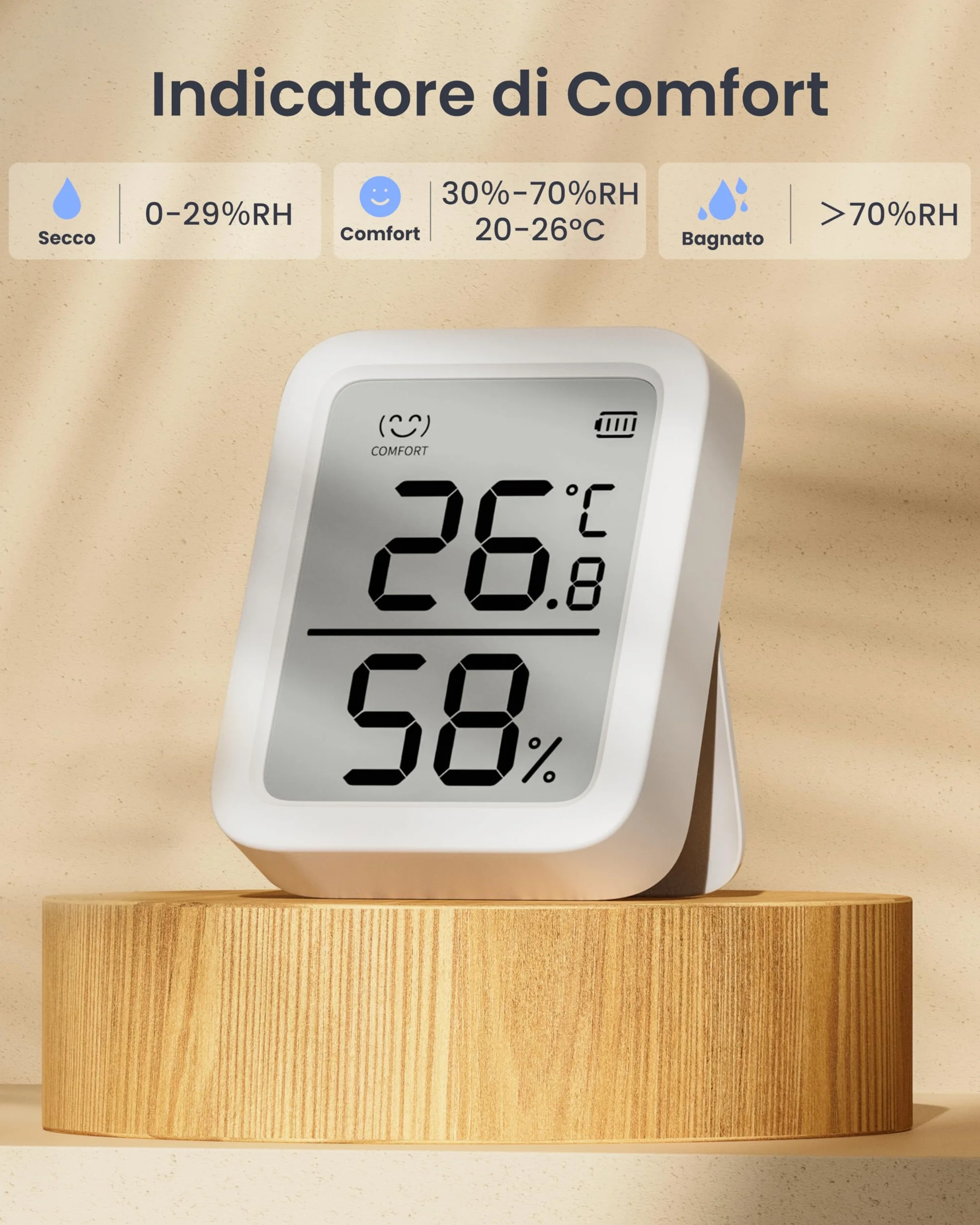 SwitchBot Termometro Igrometro Bluetooth per Casa, Sensore di Temperatura e Umidità Interno con Memorizzazione Dati