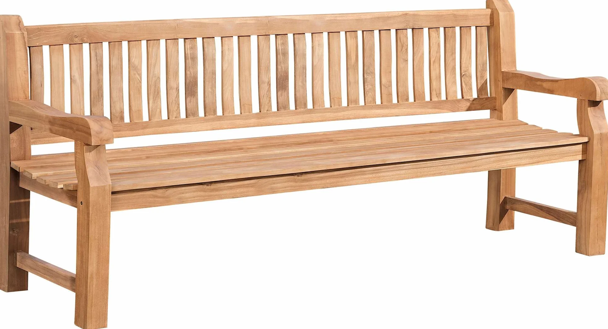 CLP Panca in Teak Jackson V2 I Panca in Legno Resistente alle intemperie con Schienale I in Legno Massiccio di Teak, Colore:Teak, Dimensione:220 cm