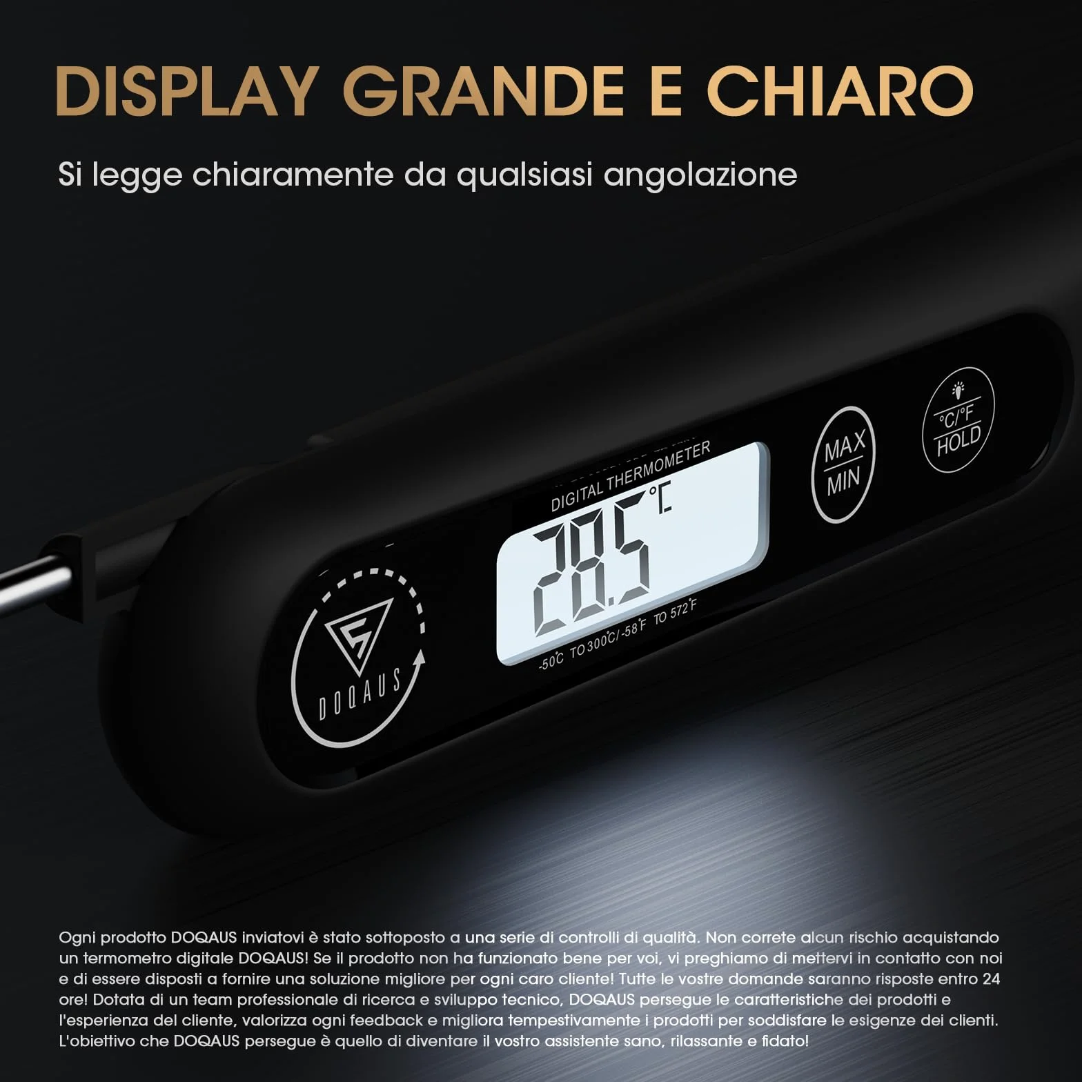 DOQAUS Termometro da Cucina Digitale, Lettura Istantanea con Sonda Pieghevole, per Carne Barbecue Alimenti