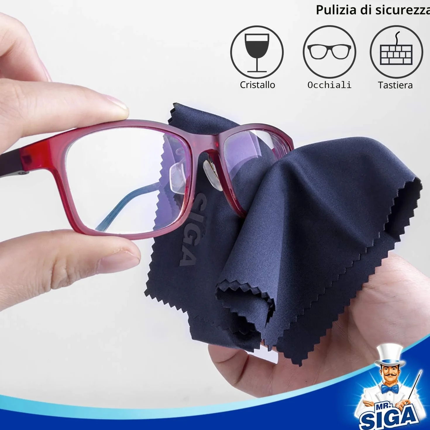 Panni in microfibra per pulizia lenti occhiali schermi 15x18 cm confezione da 6
