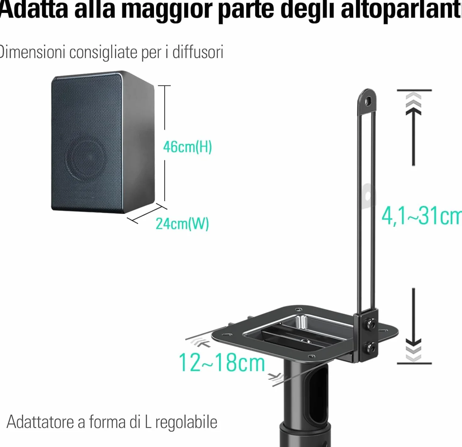 Mounting Dream Supporto altoparlante regolabile altezza per satelliti 5 kg set 2