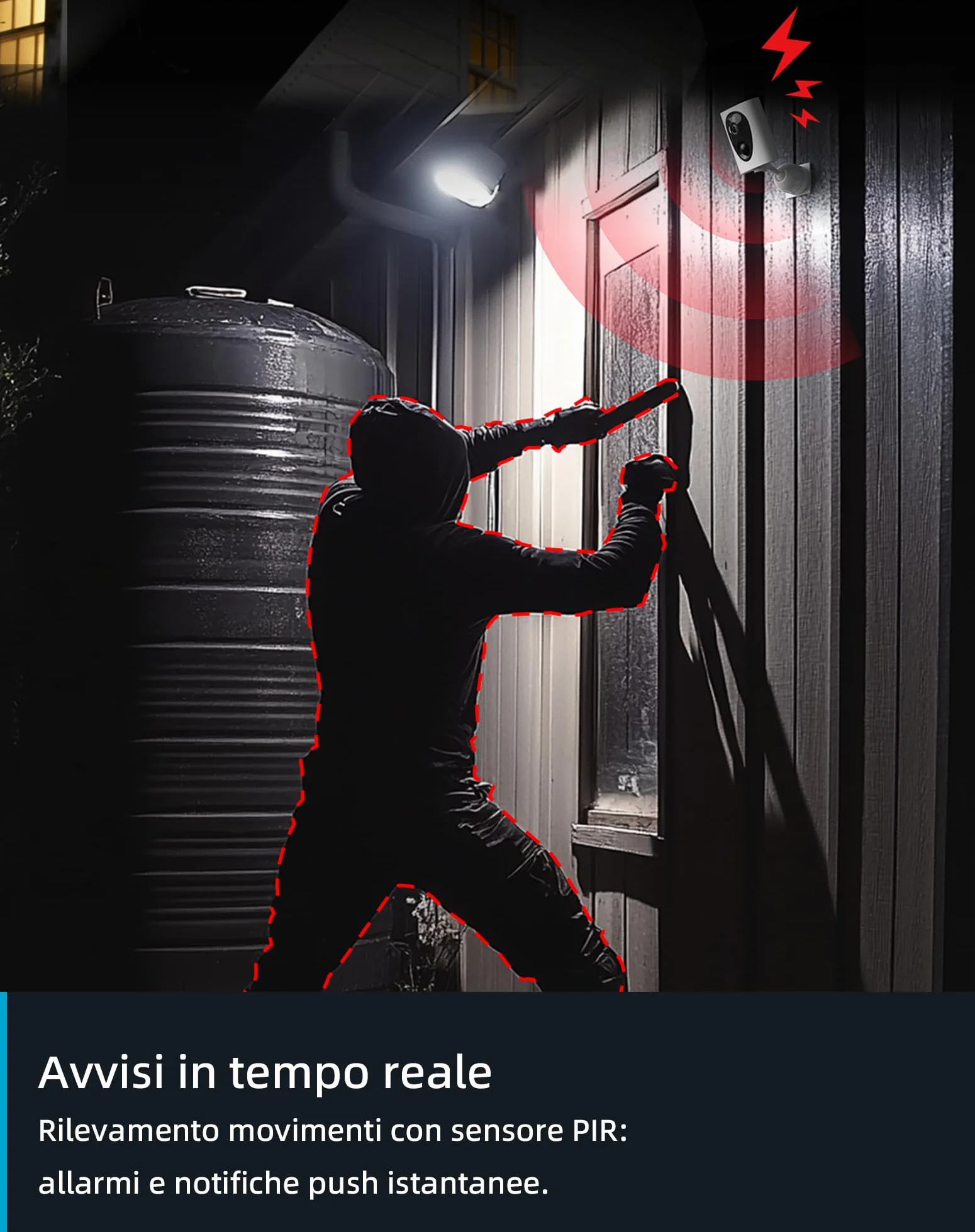 VIRTAVO Telecamera WiFi Esterno Senza Fili a Batteria Visione Notturna Colori Starlight VF1